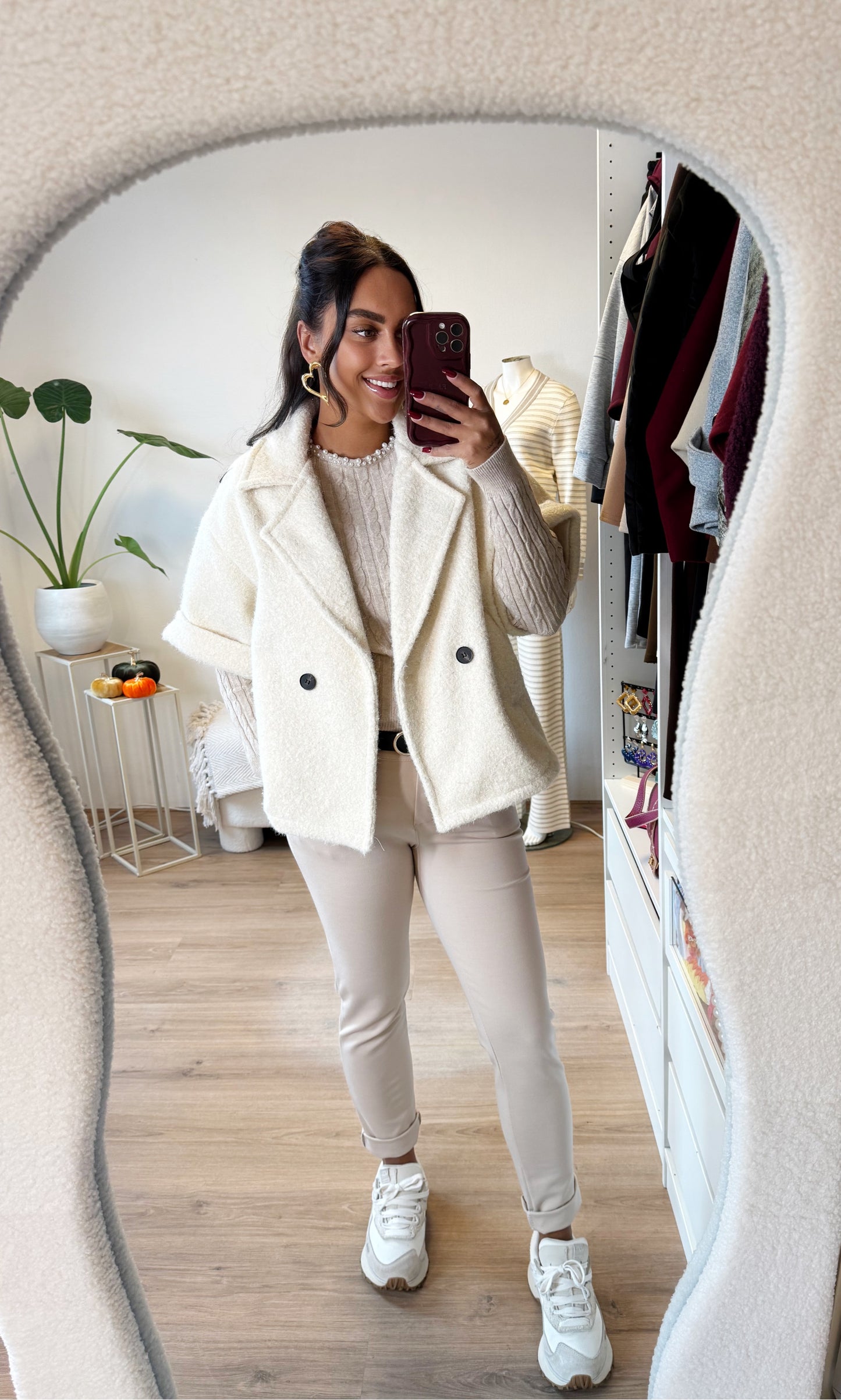 Pearl braided knit taupe