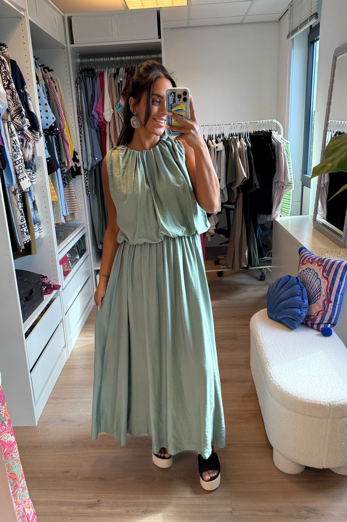 Ballon maxi jurk pistache groen