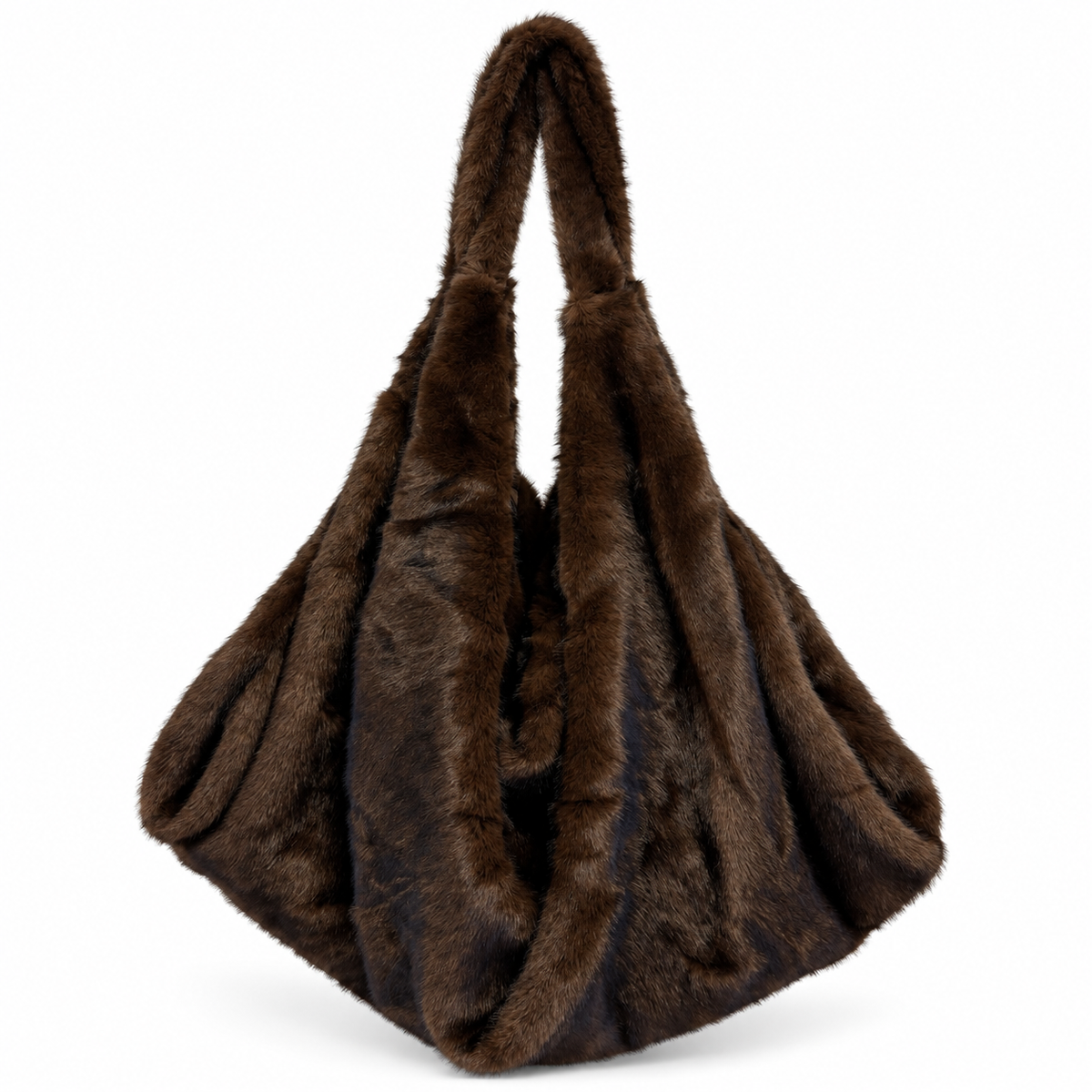 Faux fur slouchy tas XL choco bruin