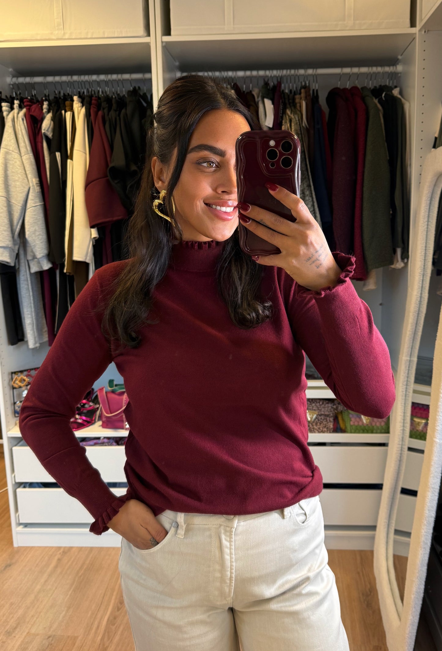 Romy ruffle coltrui bordeaux
