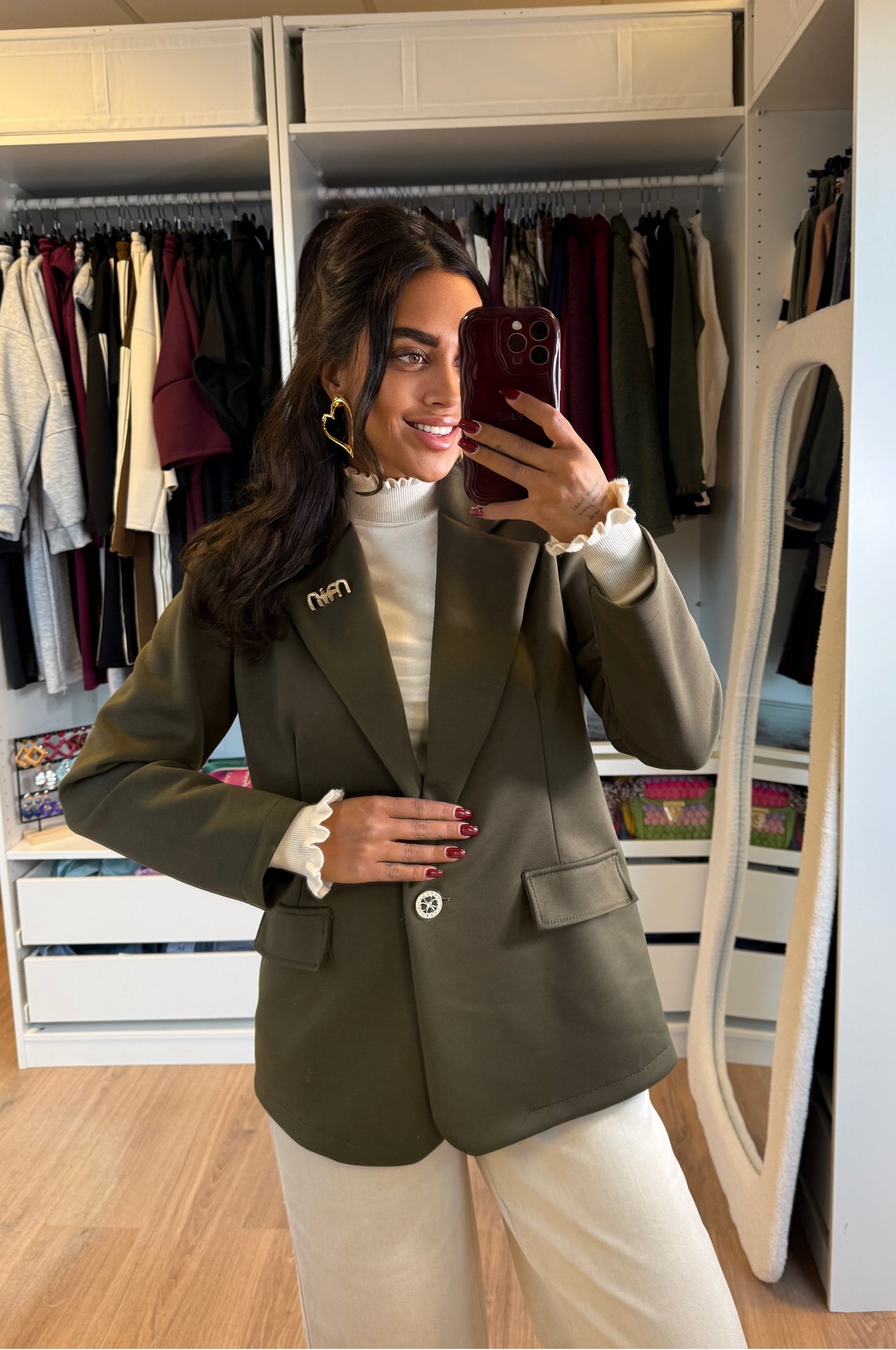 Bowie brooch blazer army