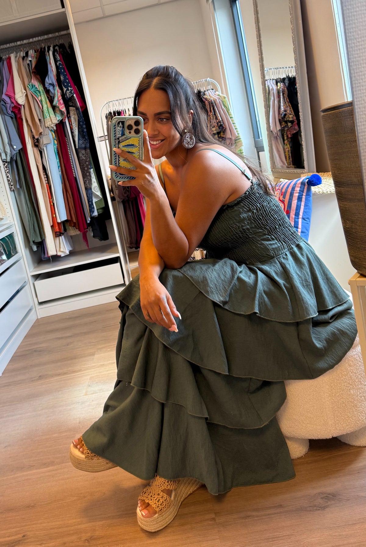 Ruffle maxi jurk groen