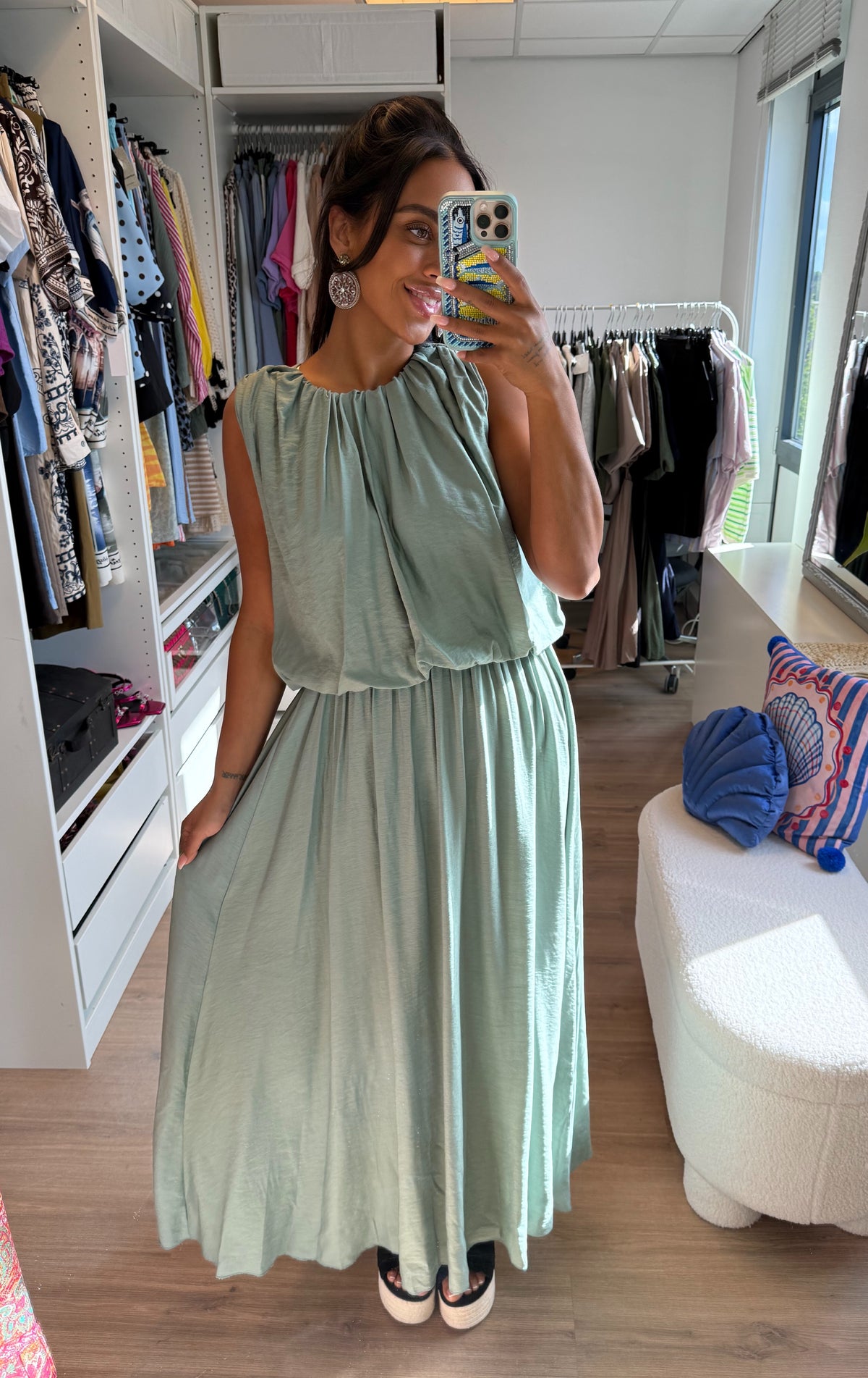 Ballon maxi jurk pistache groen