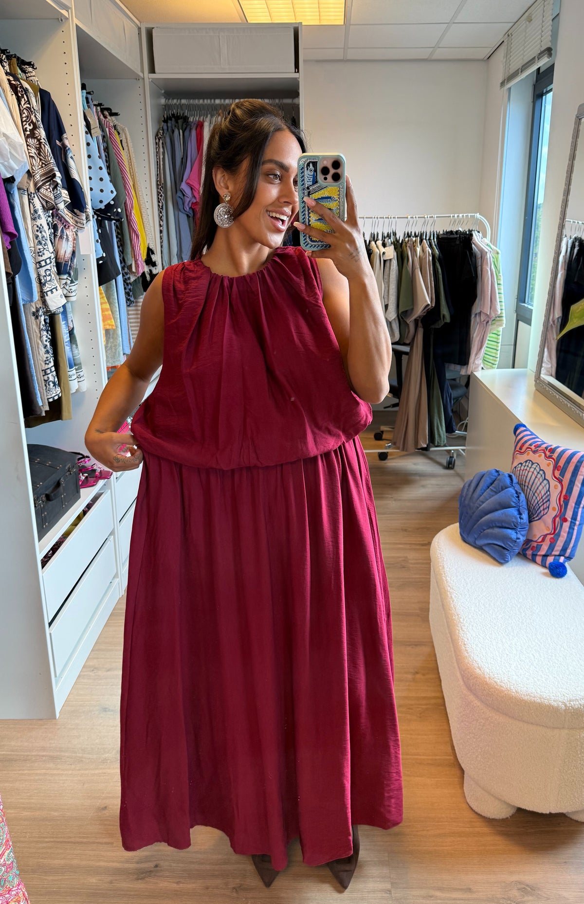 Ballon maxi jurk bordeaux