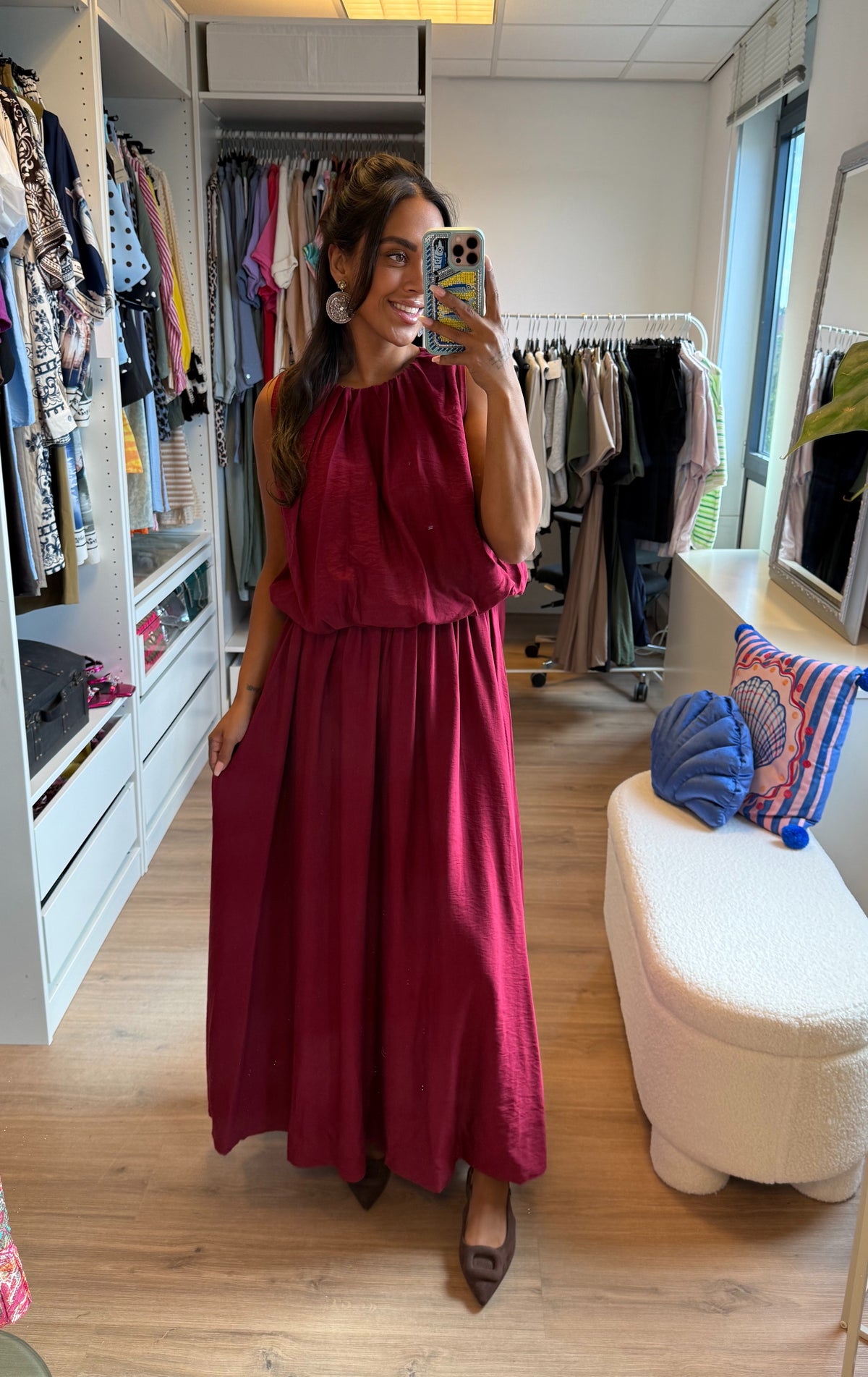 Ballon maxi jurk bordeaux