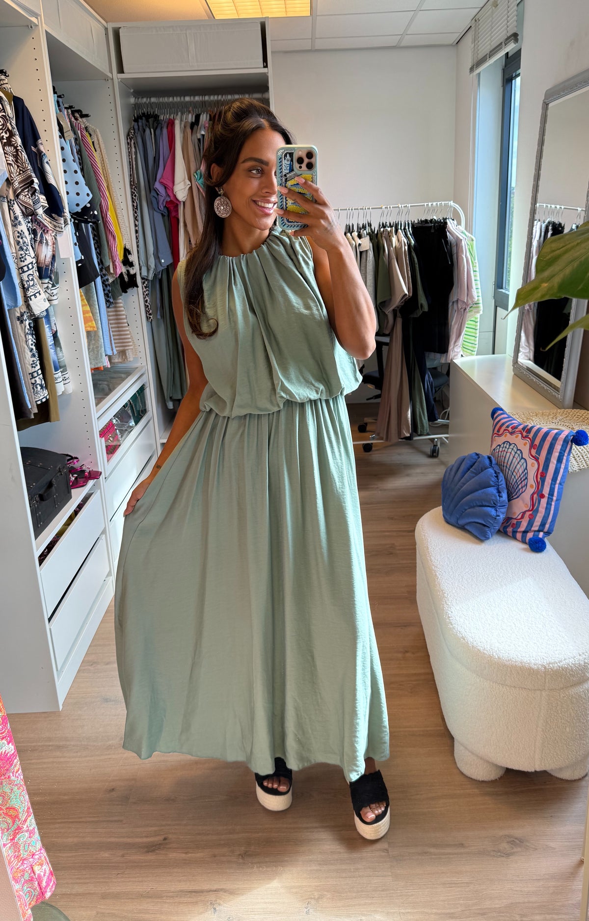 Ballon maxi jurk pistache groen
