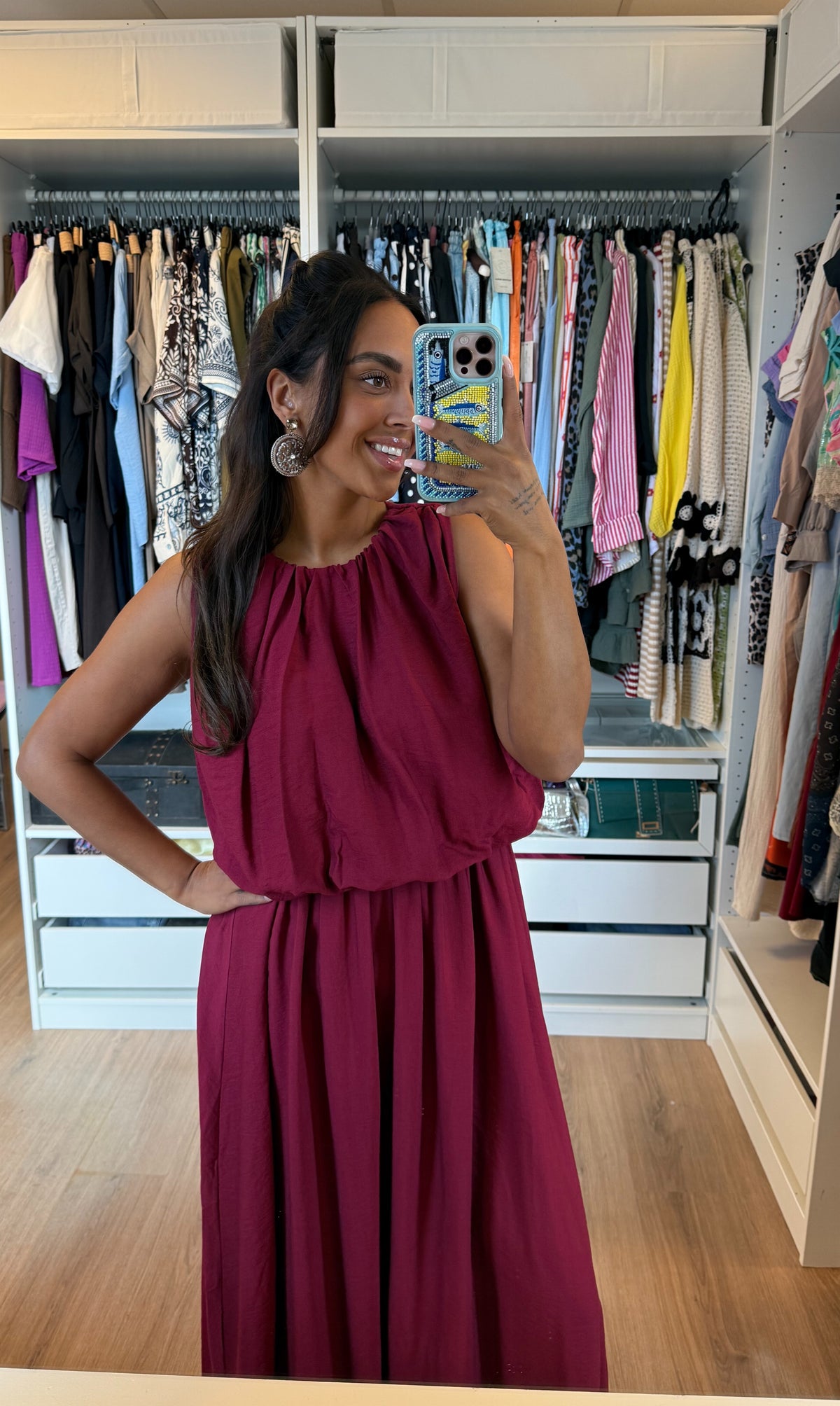 Ballon maxi jurk bordeaux