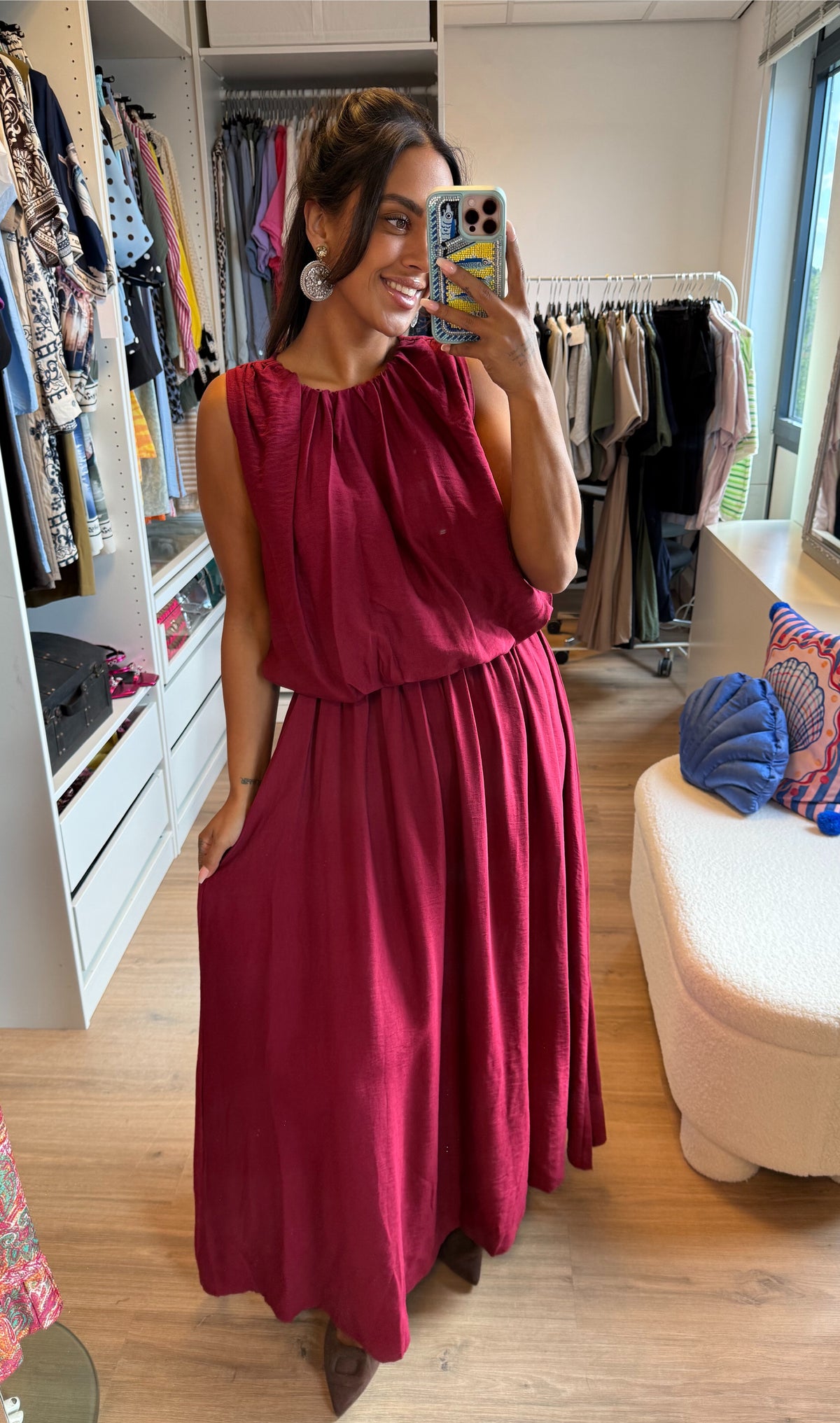 Ballon maxi jurk bordeaux