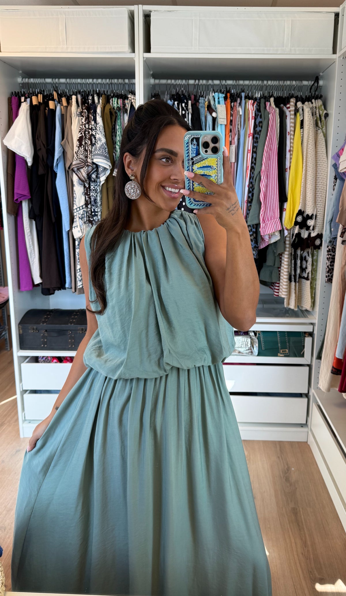 Ballon maxi jurk pistache groen