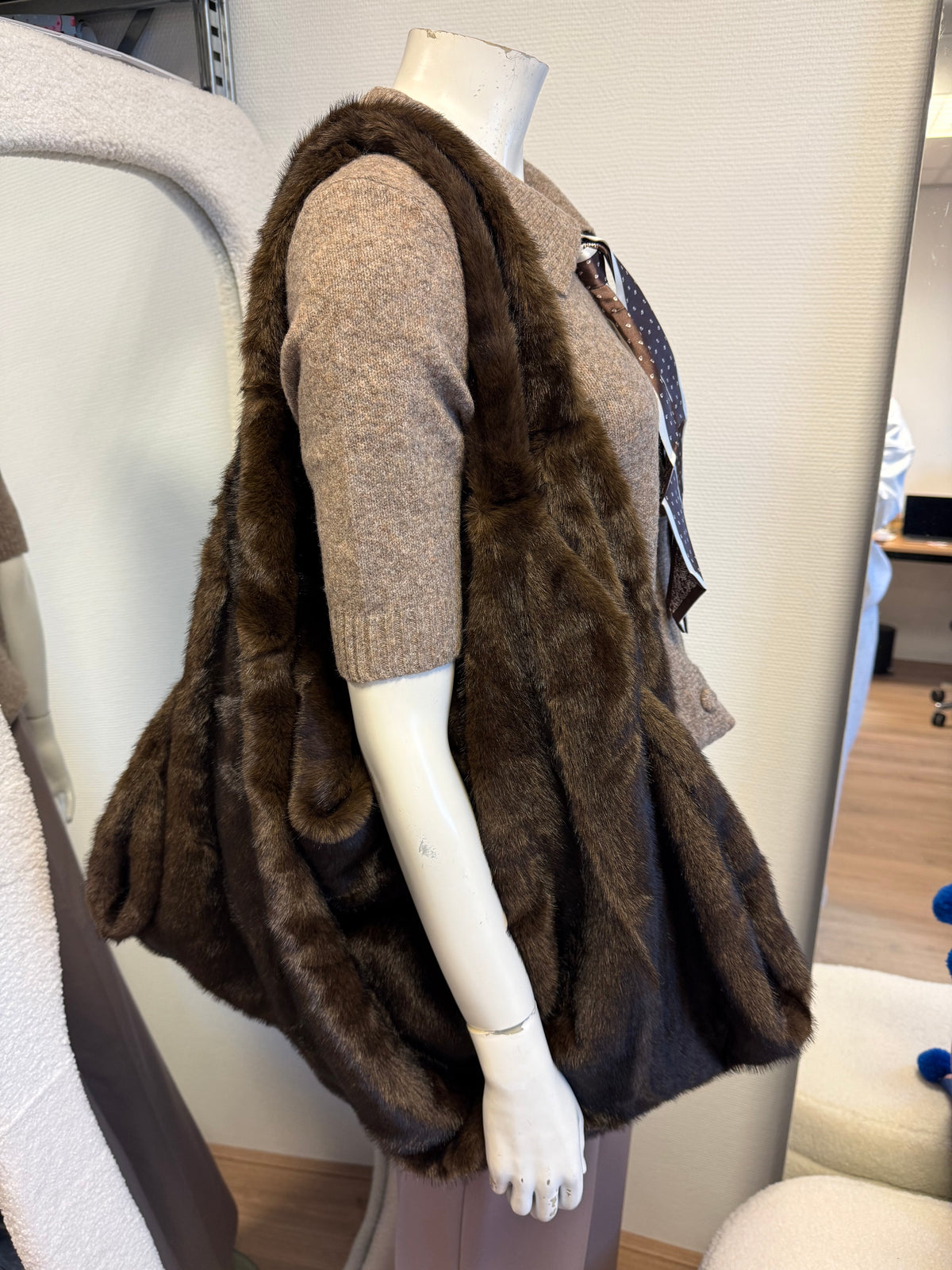 Faux fur slouchy tas XL choco bruin