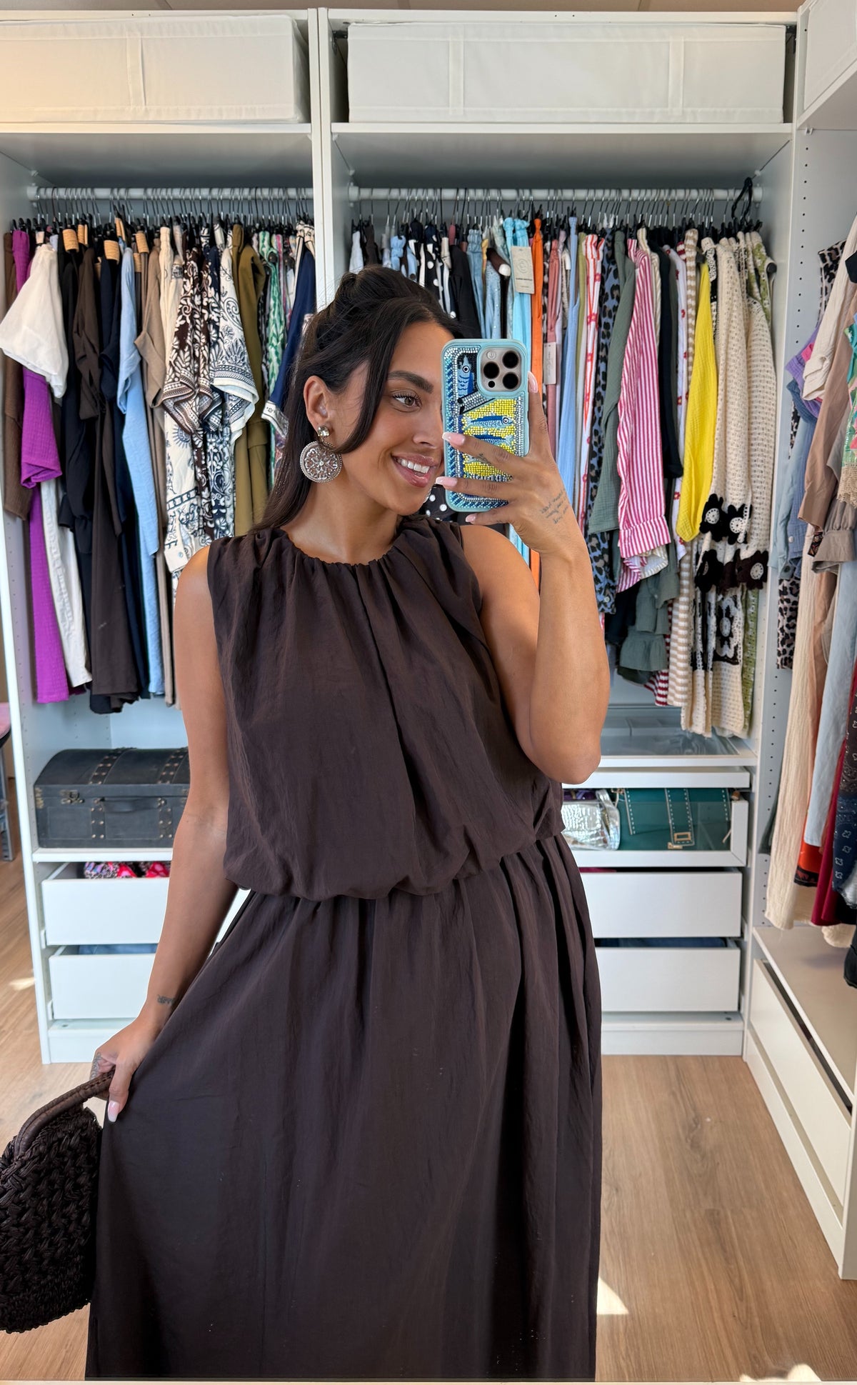 Ballon maxi jurk choco bruin