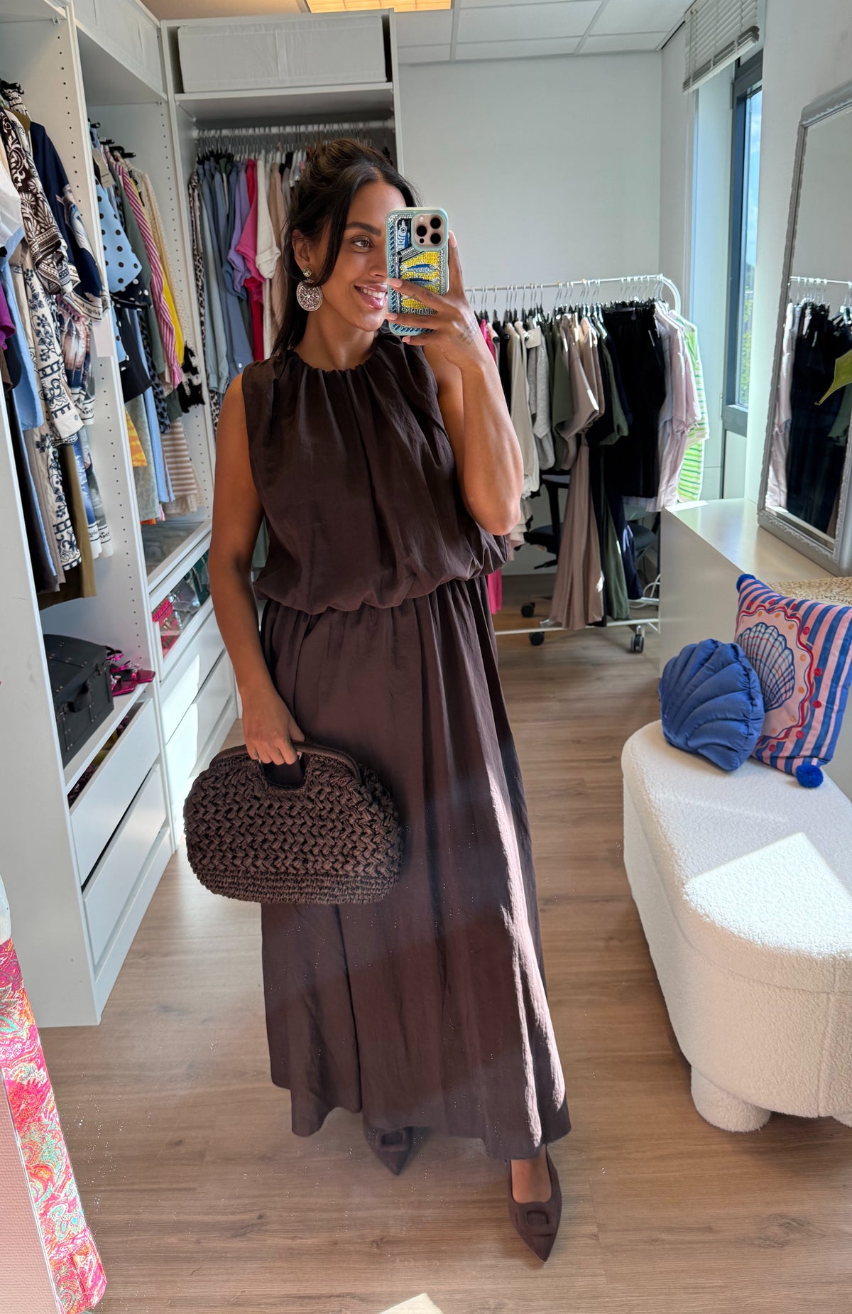 Ballon maxi jurk choco bruin