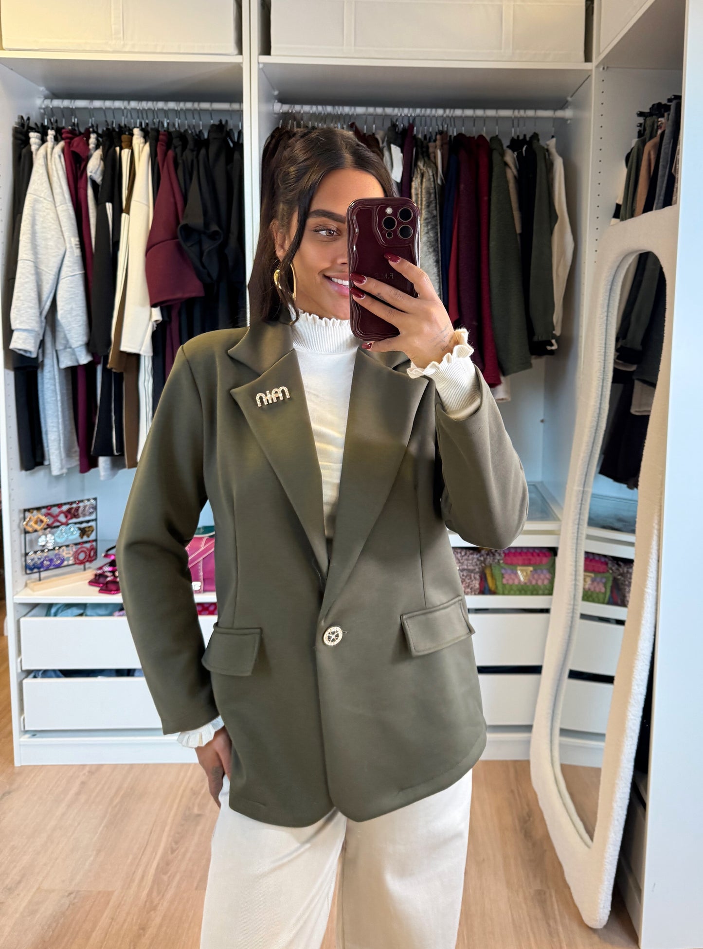 Bowie brooch blazer army