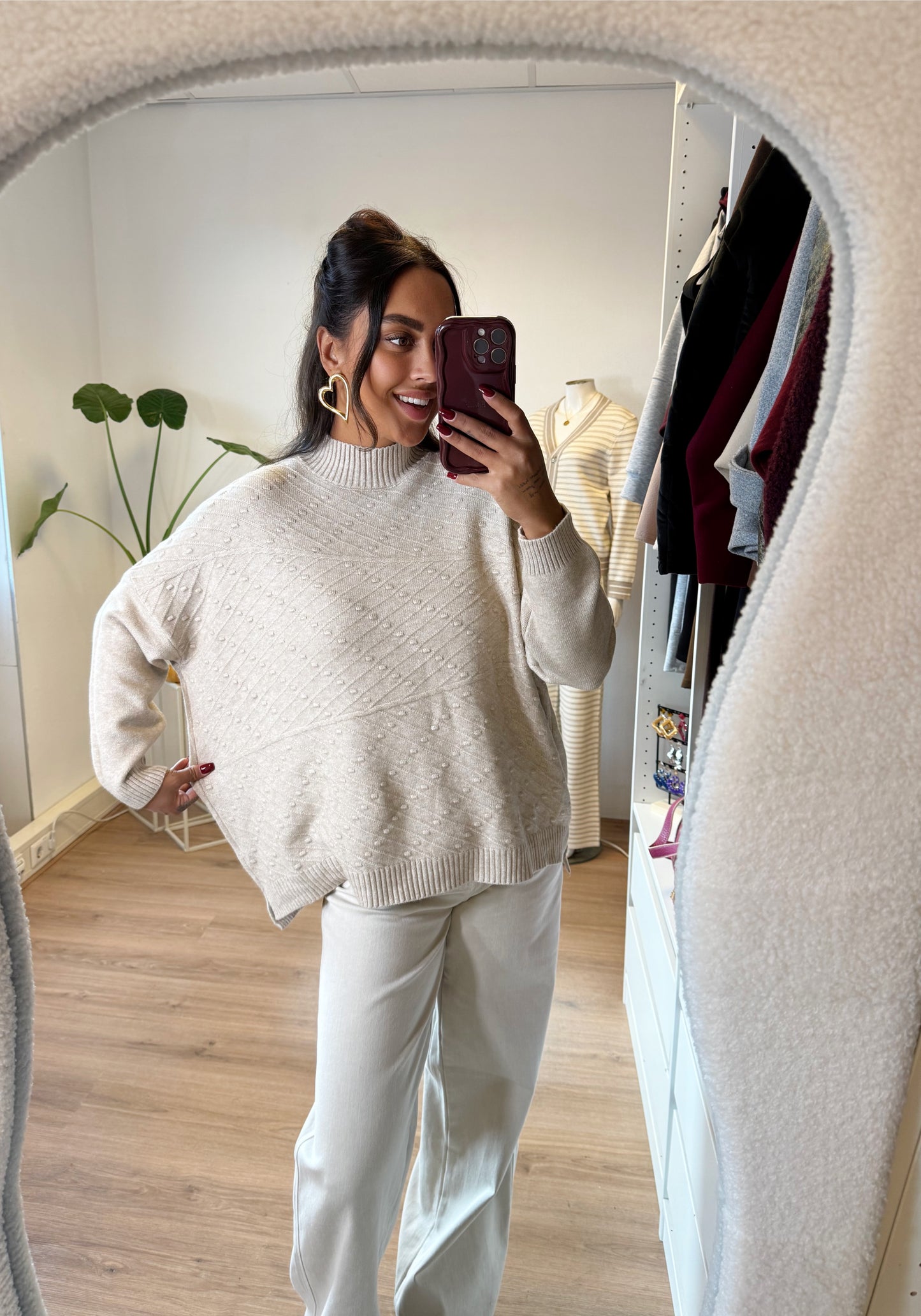 Noor knitted print col beige