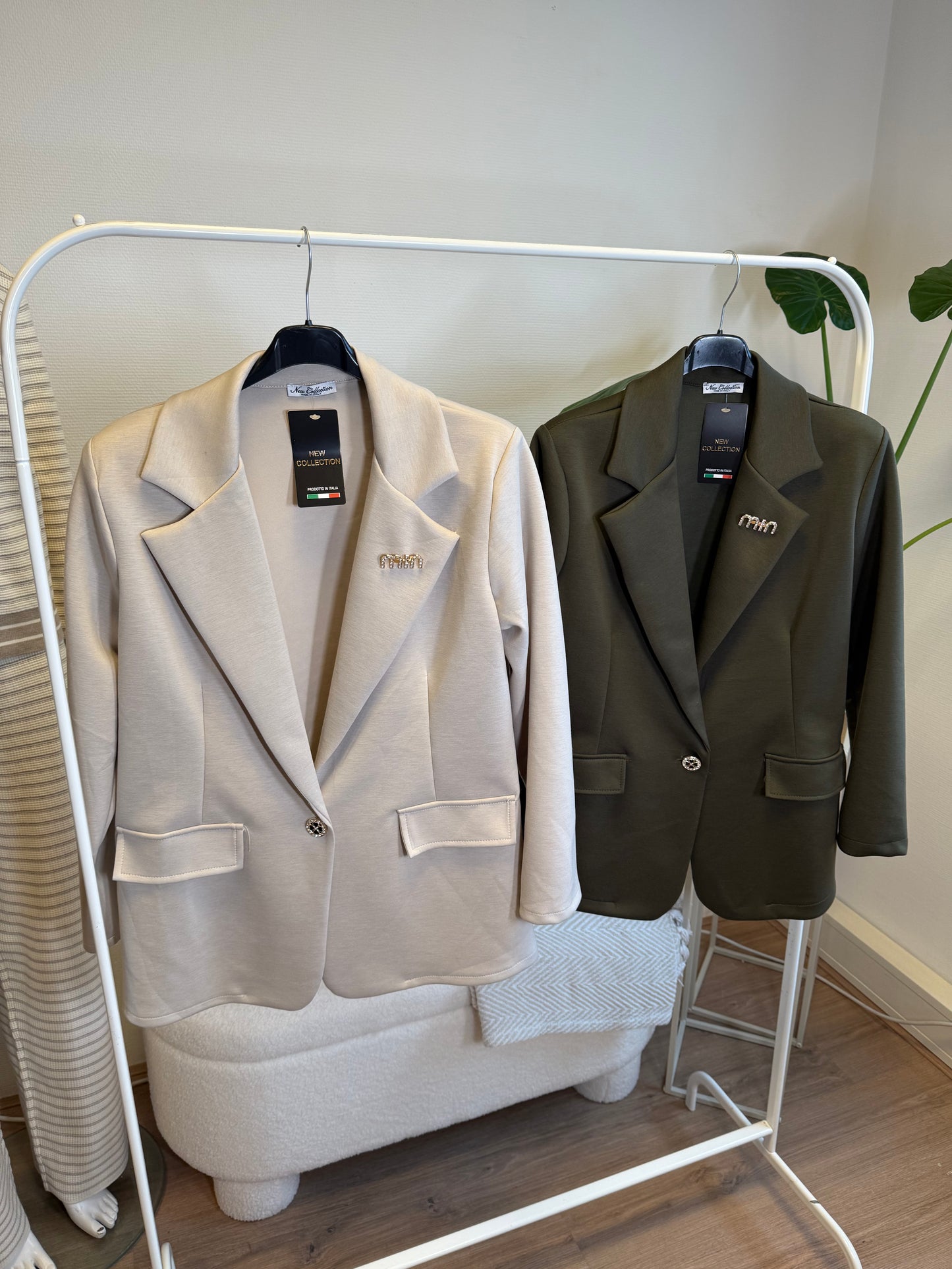 Bowie brooch blazer beige