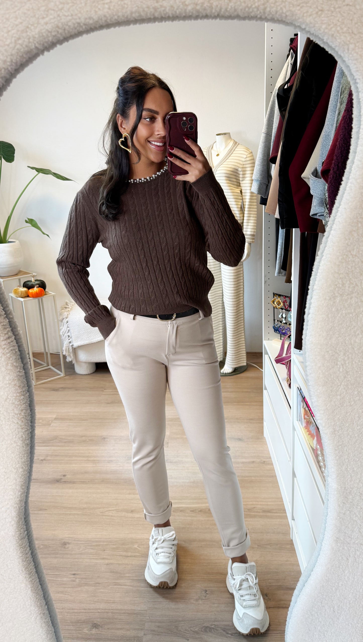 Pearl braided knit choco