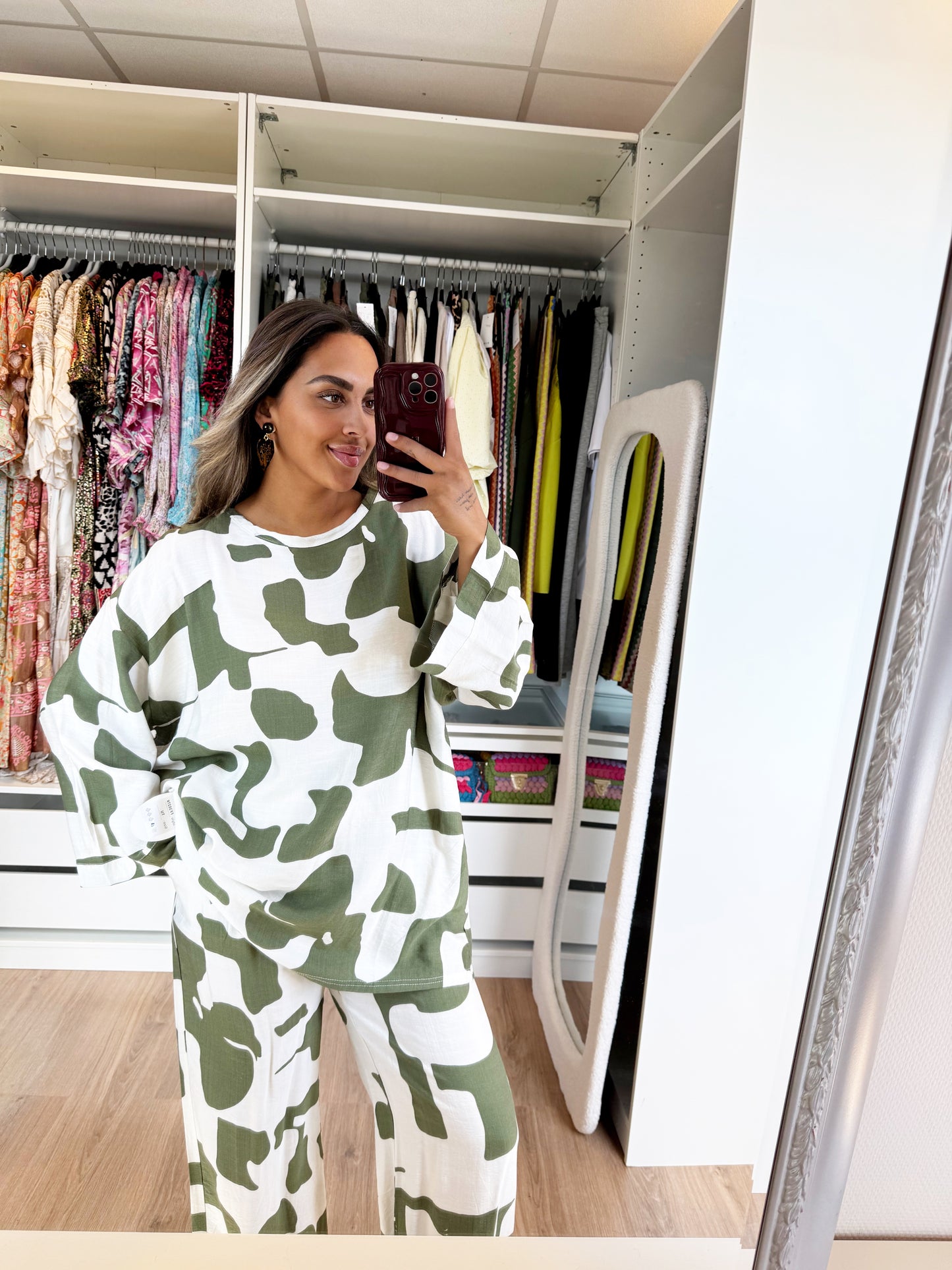 Kiara two piece set offwhite & sage green