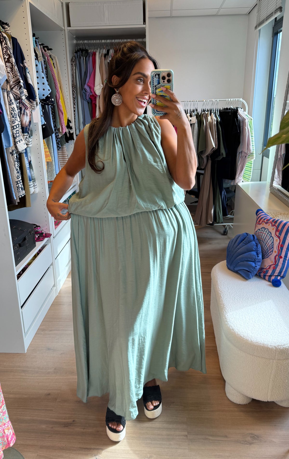 Ballon maxi jurk pistache groen