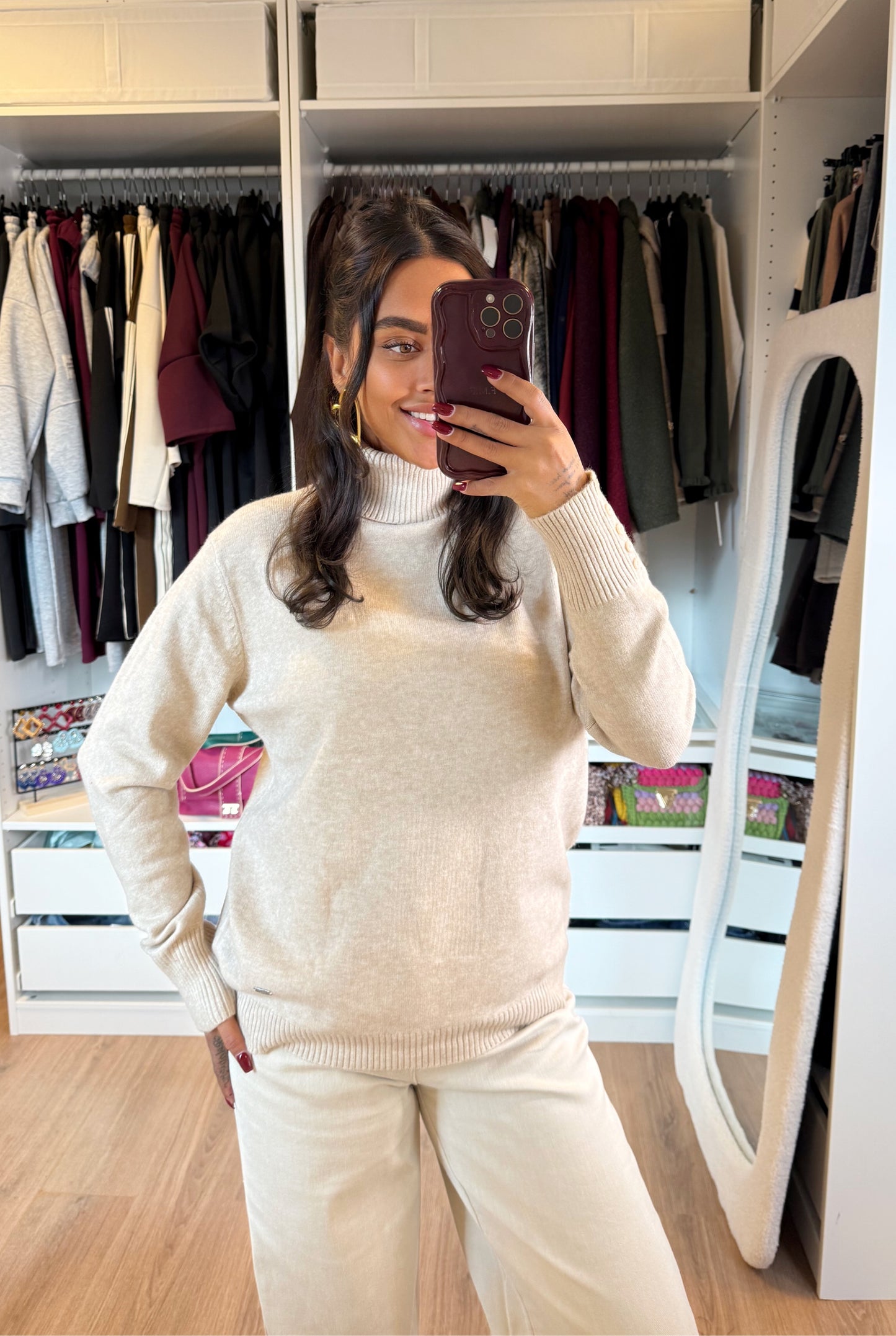 Yara button col beige