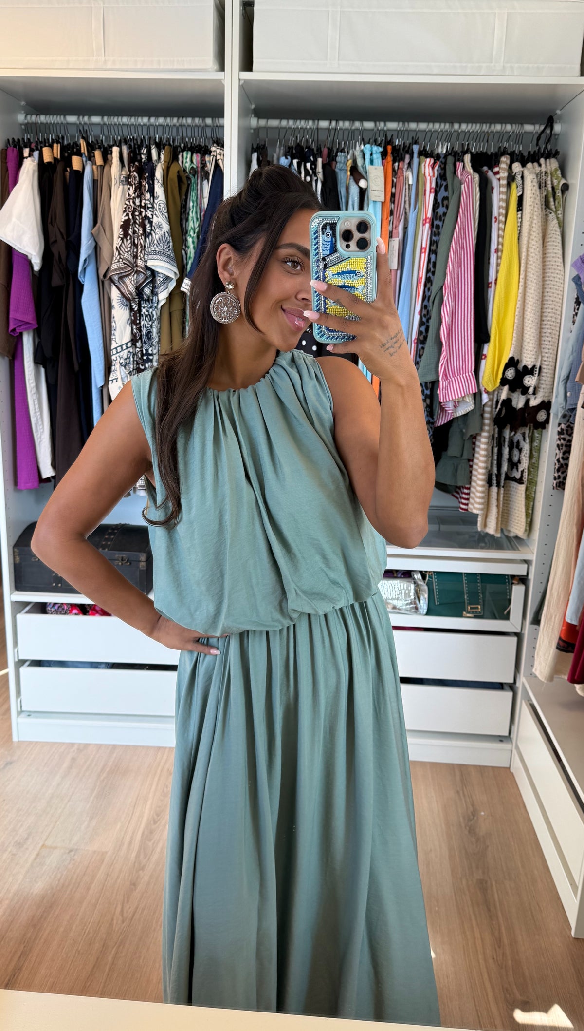 Ballon maxi jurk pistache groen