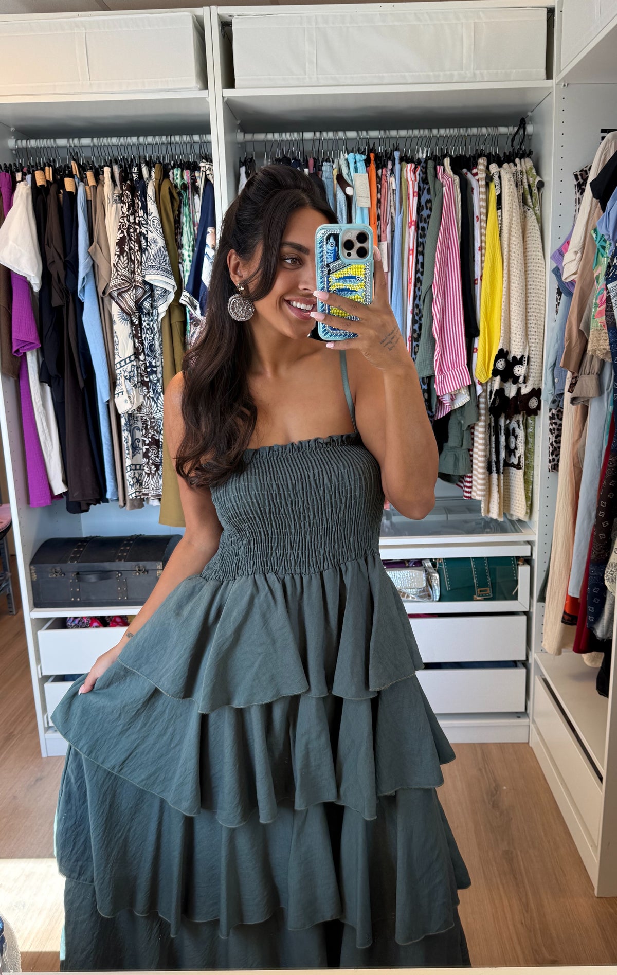 Ruffle maxi jurk groen