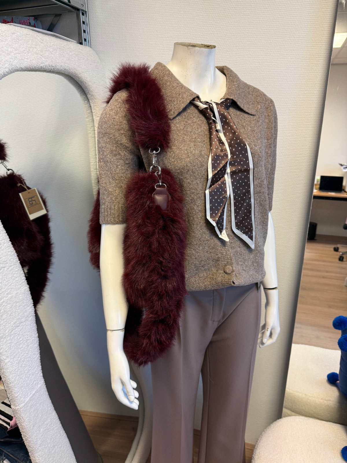 Faux fur schoudertas middelmaat bordeaux