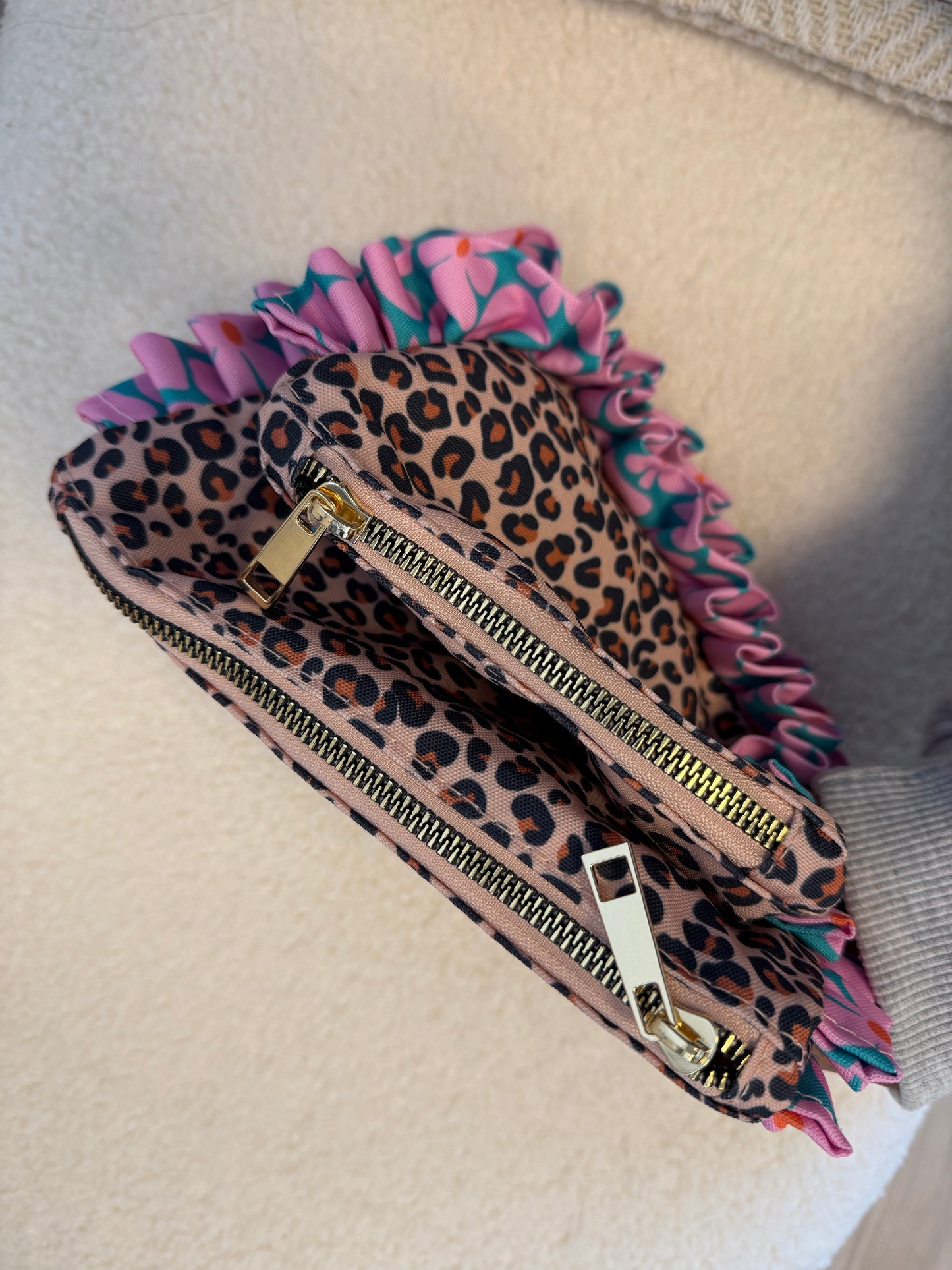 Make-up tas / portemonnee panterprint klein of groot