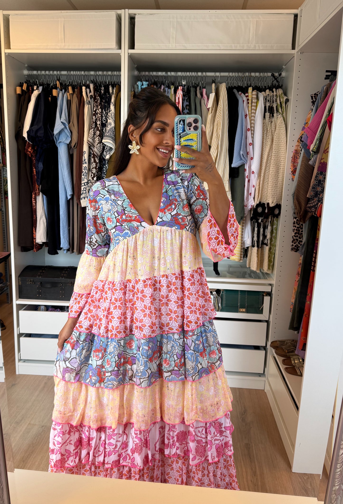 Maxi ruffle dress multi