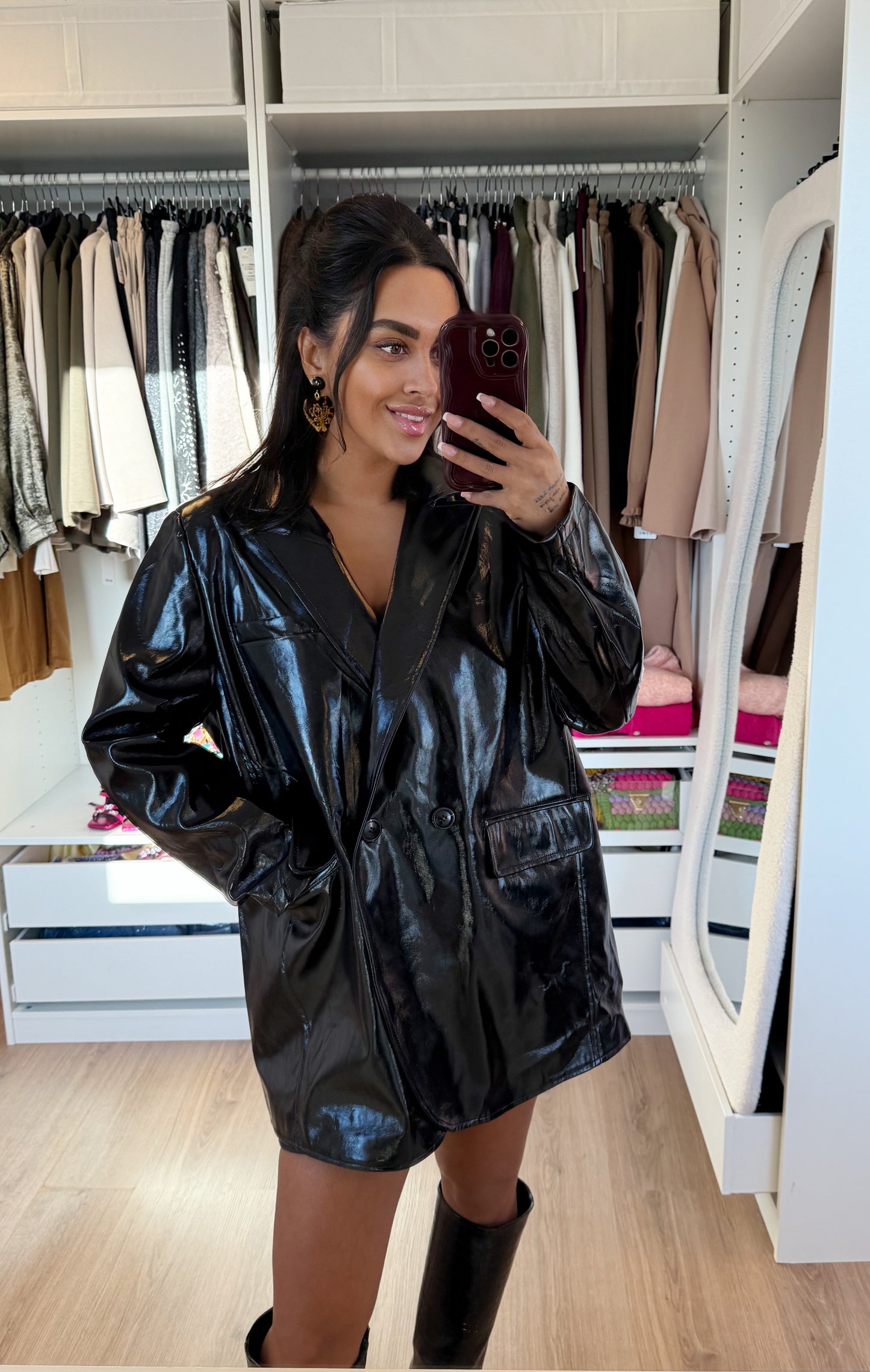 Oversized lak blazer black