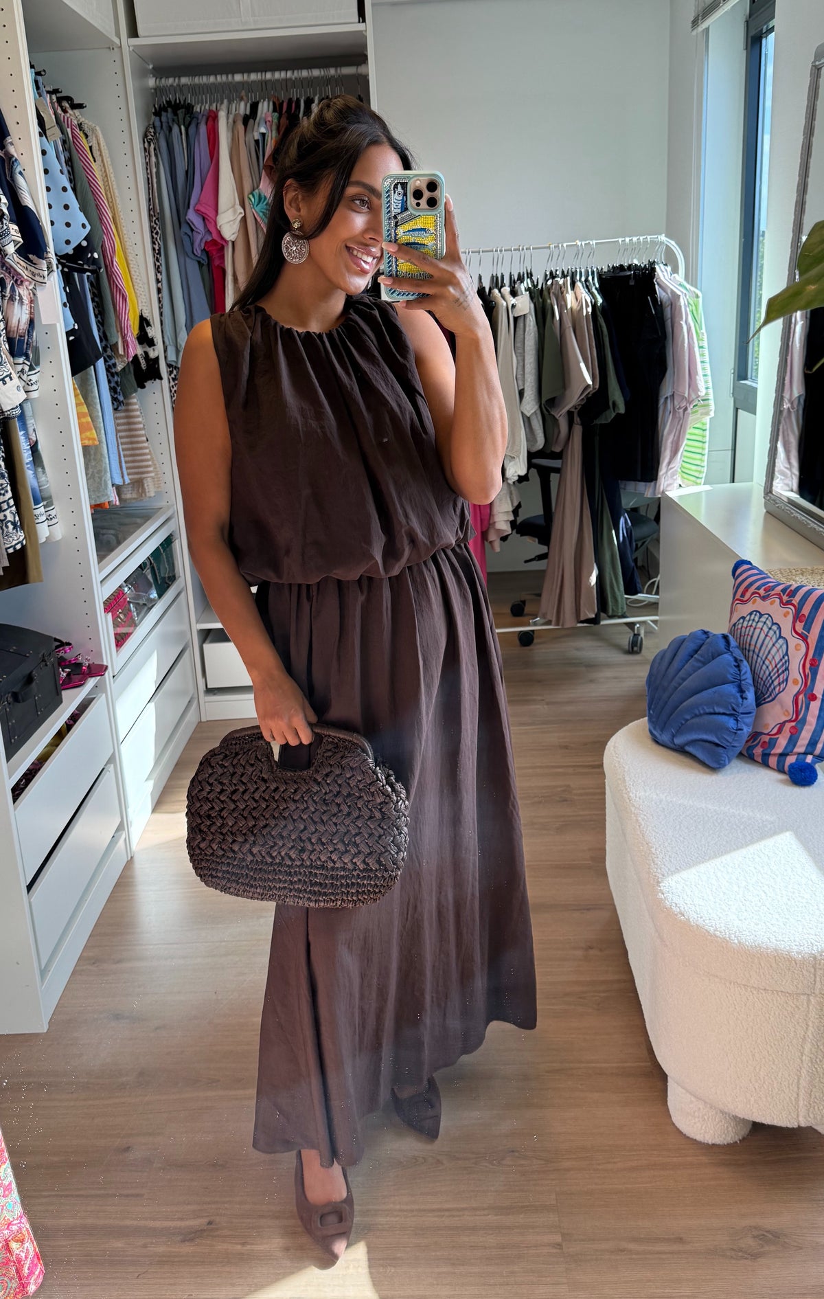 Ballon maxi jurk choco bruin
