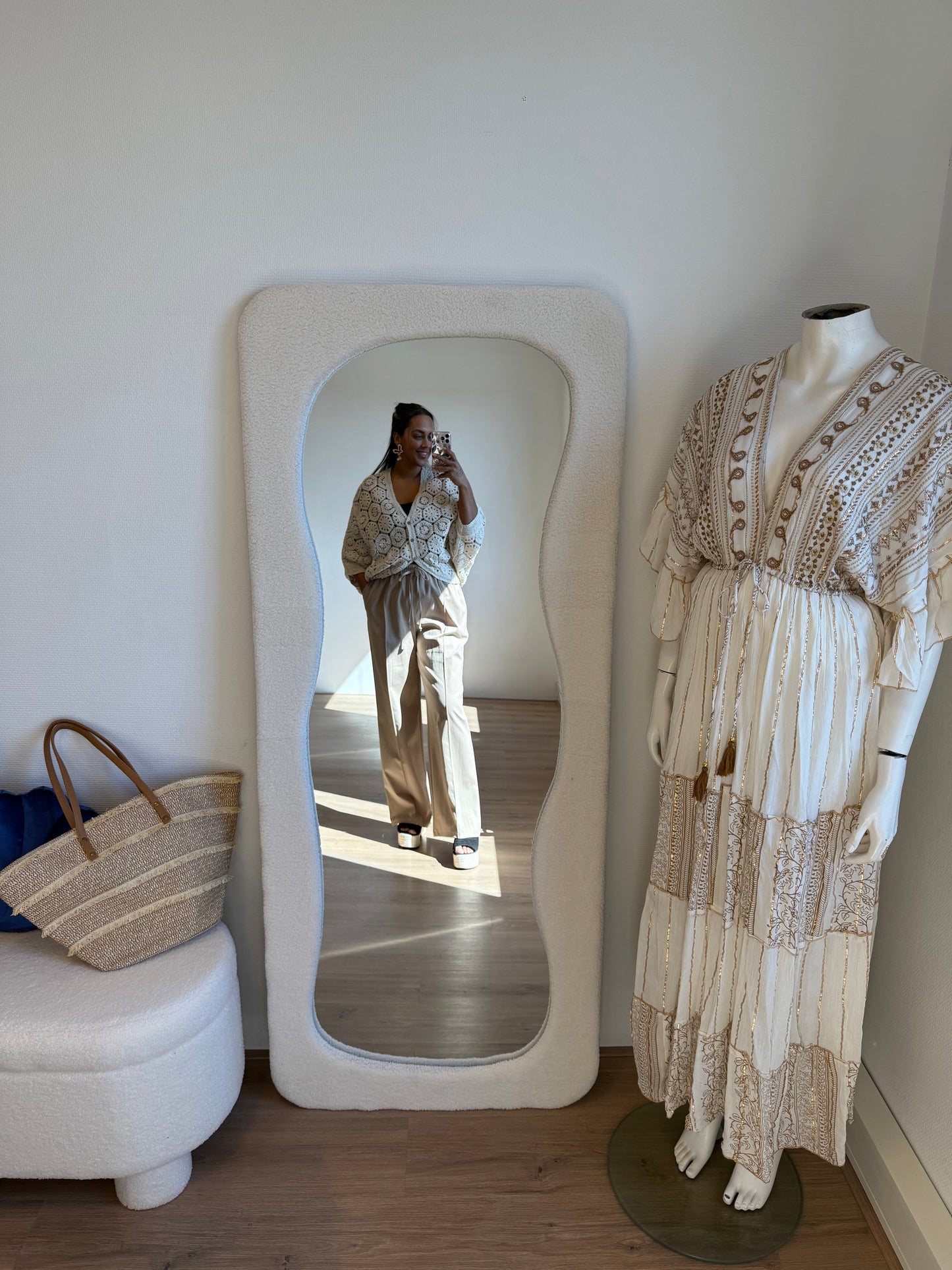 Benthe wide leg pantalon jogger beige