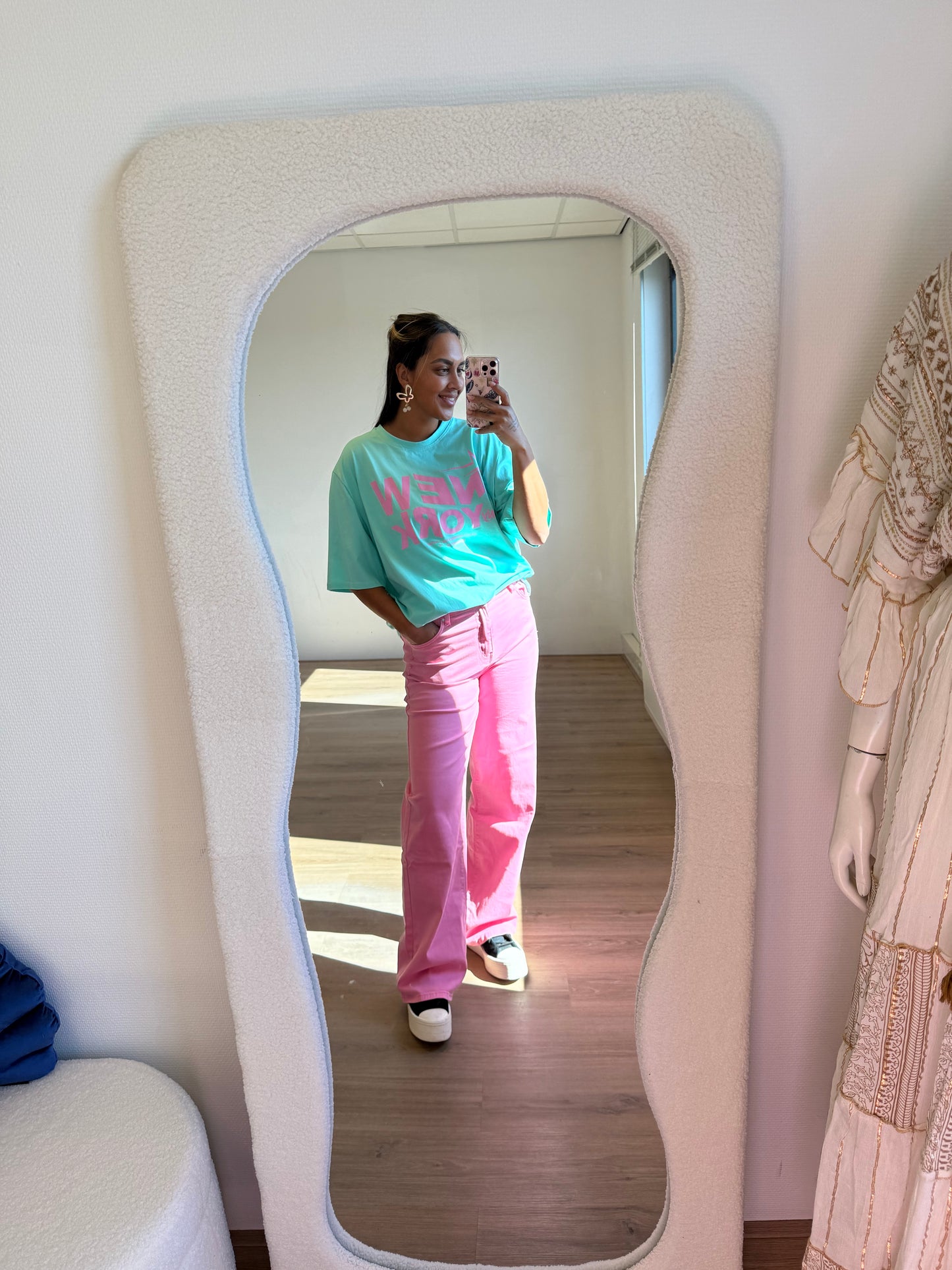 NY T-shirt mint & pink