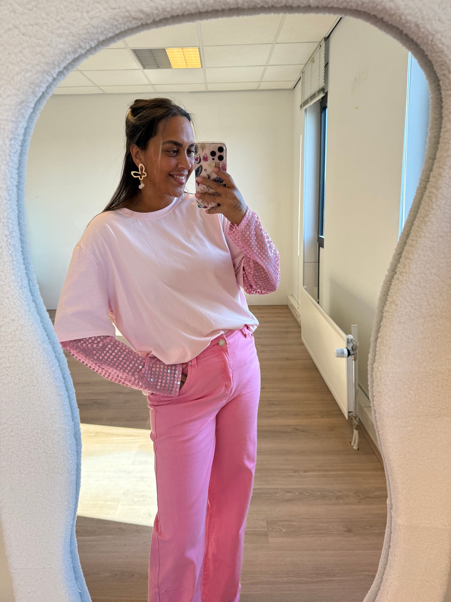 Gigi longsleeve glitter T-shirt pink