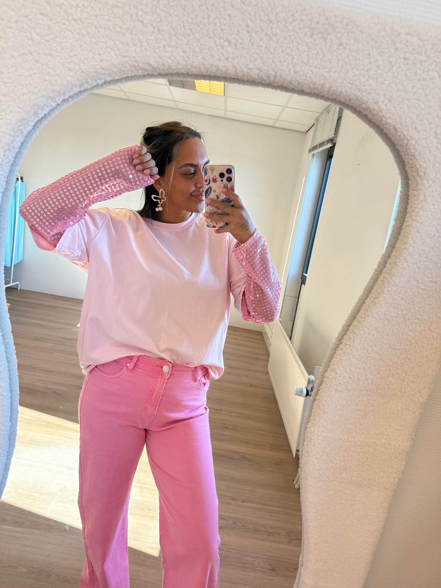 Gigi longsleeve glitter T-shirt pink