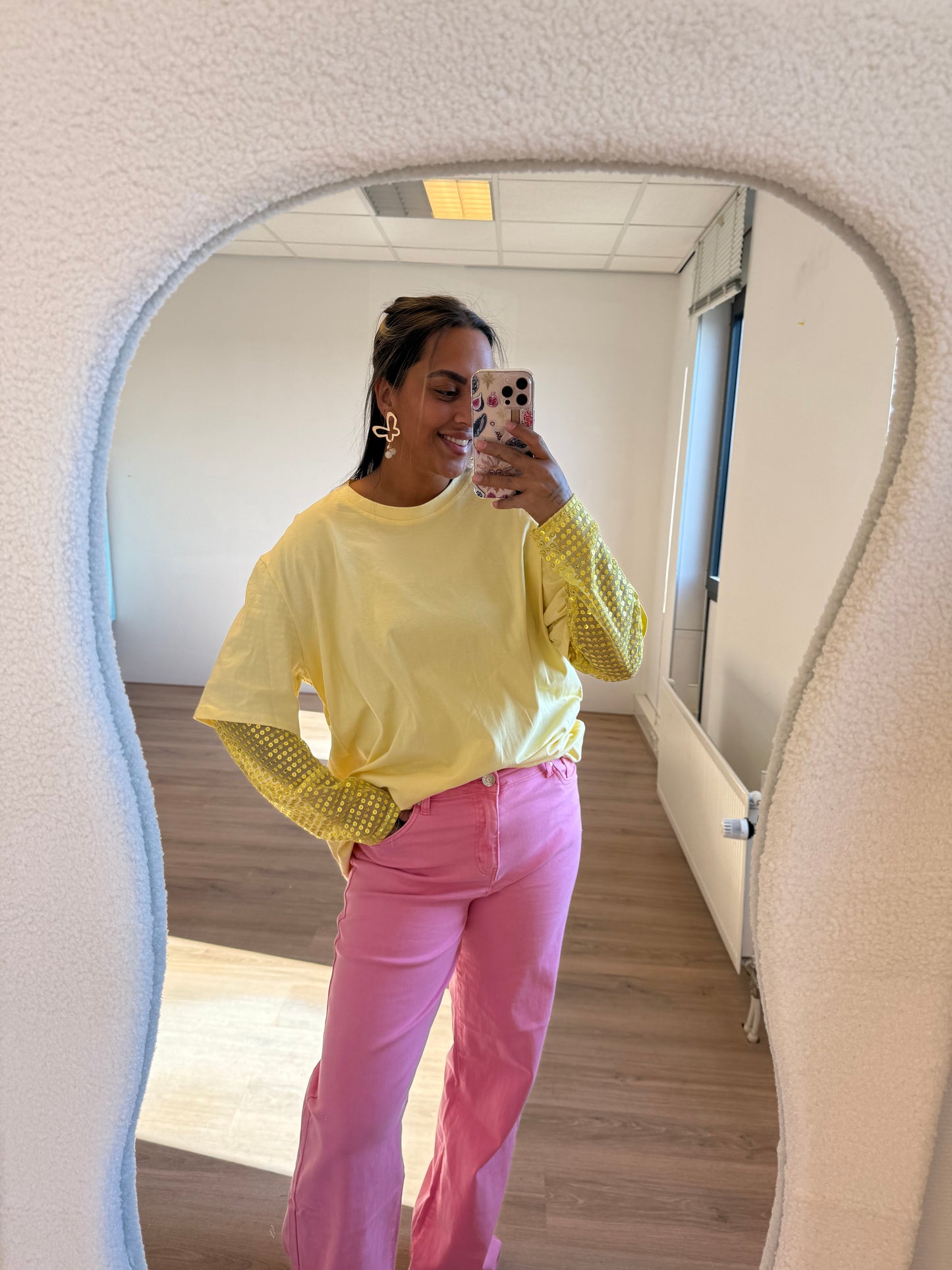 Gigi longsleeve glitter T-shirt yellow