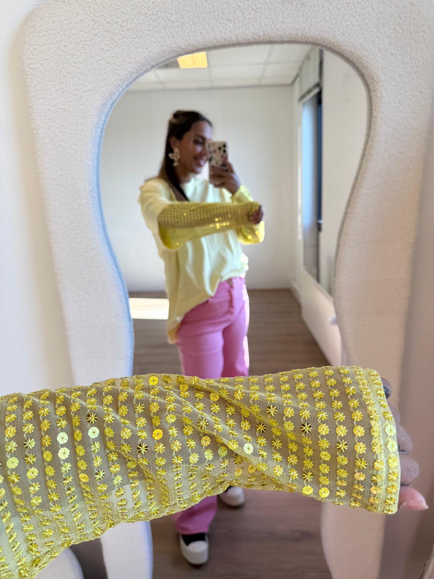 Gigi longsleeve glitter T-shirt yellow