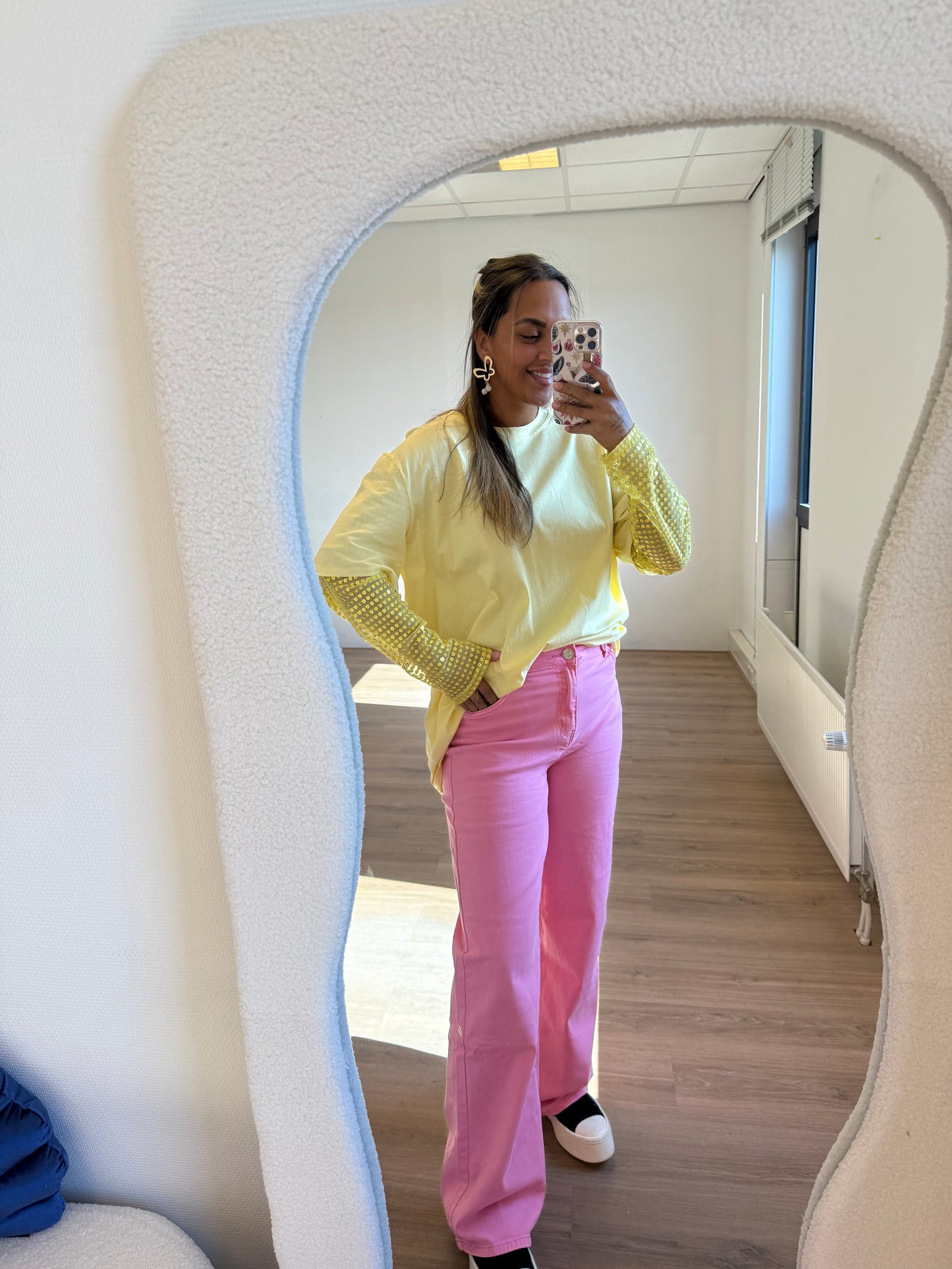 Gigi longsleeve glitter T-shirt yellow