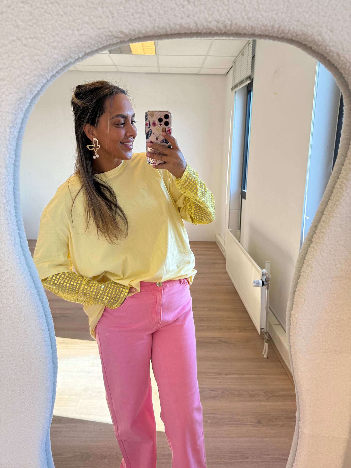 Gigi longsleeve glitter T-shirt yellow