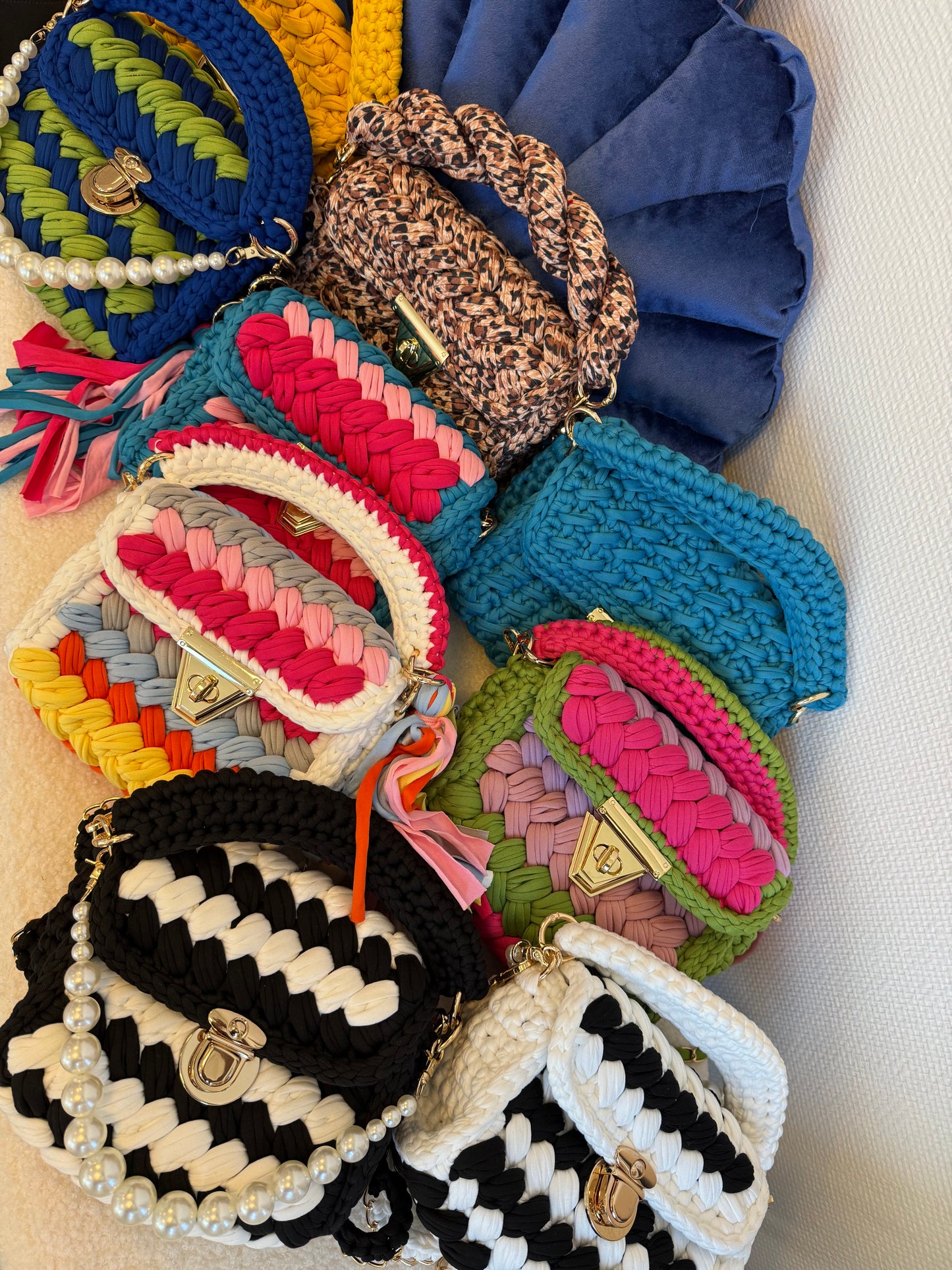 Olivia braided bag white & rainbow