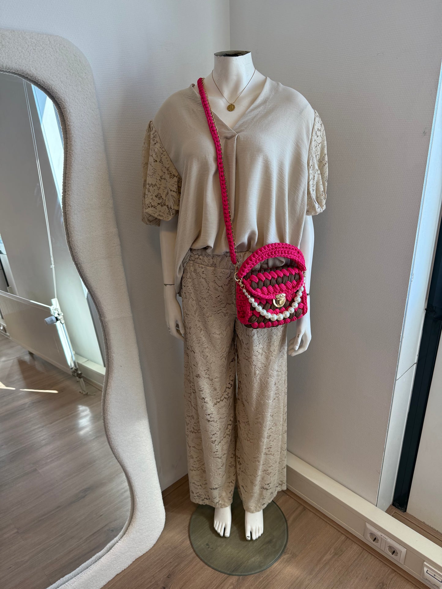 Olivia braided bag pink & brown
