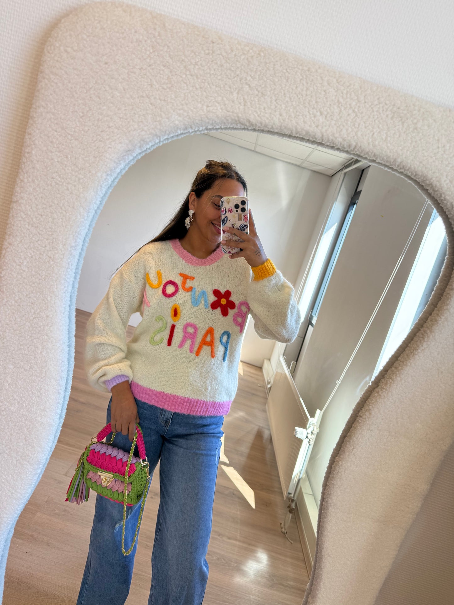 Olivia braided bag lime & pink