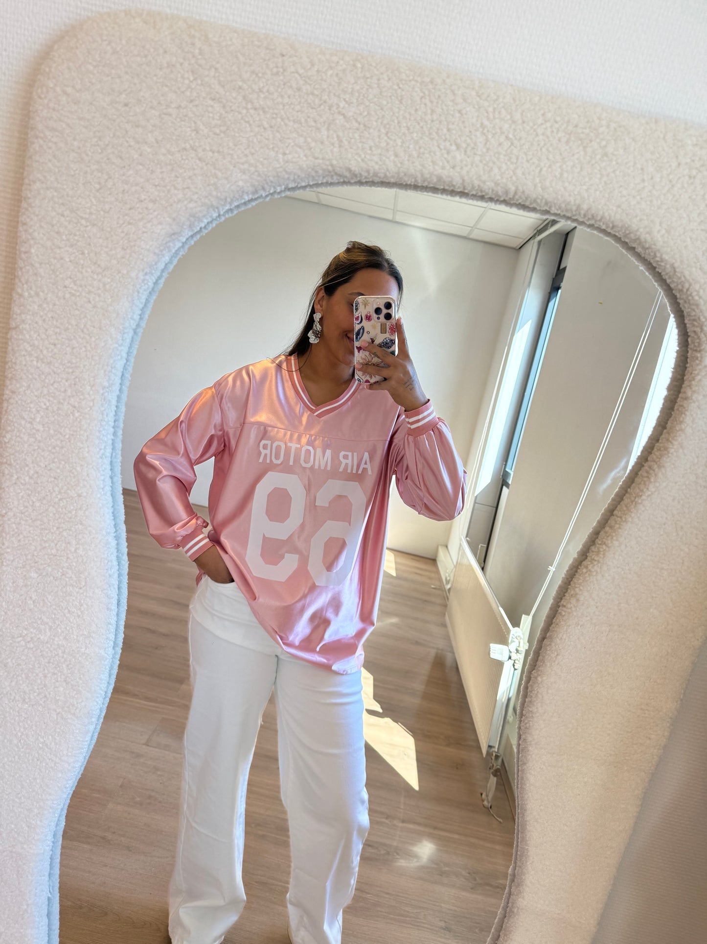 Jersey longsleeve shiny pink