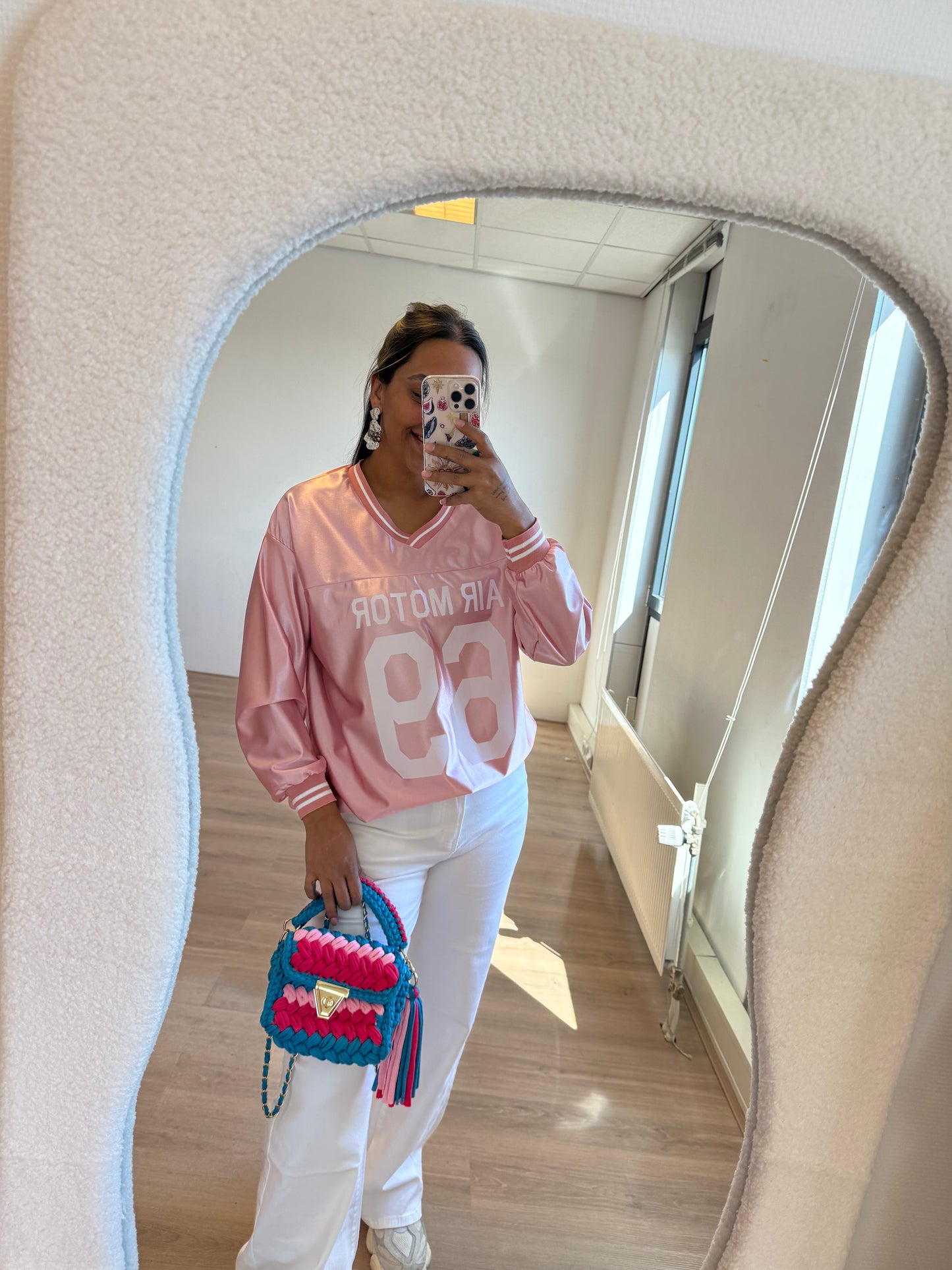 Jersey longsleeve shiny pink