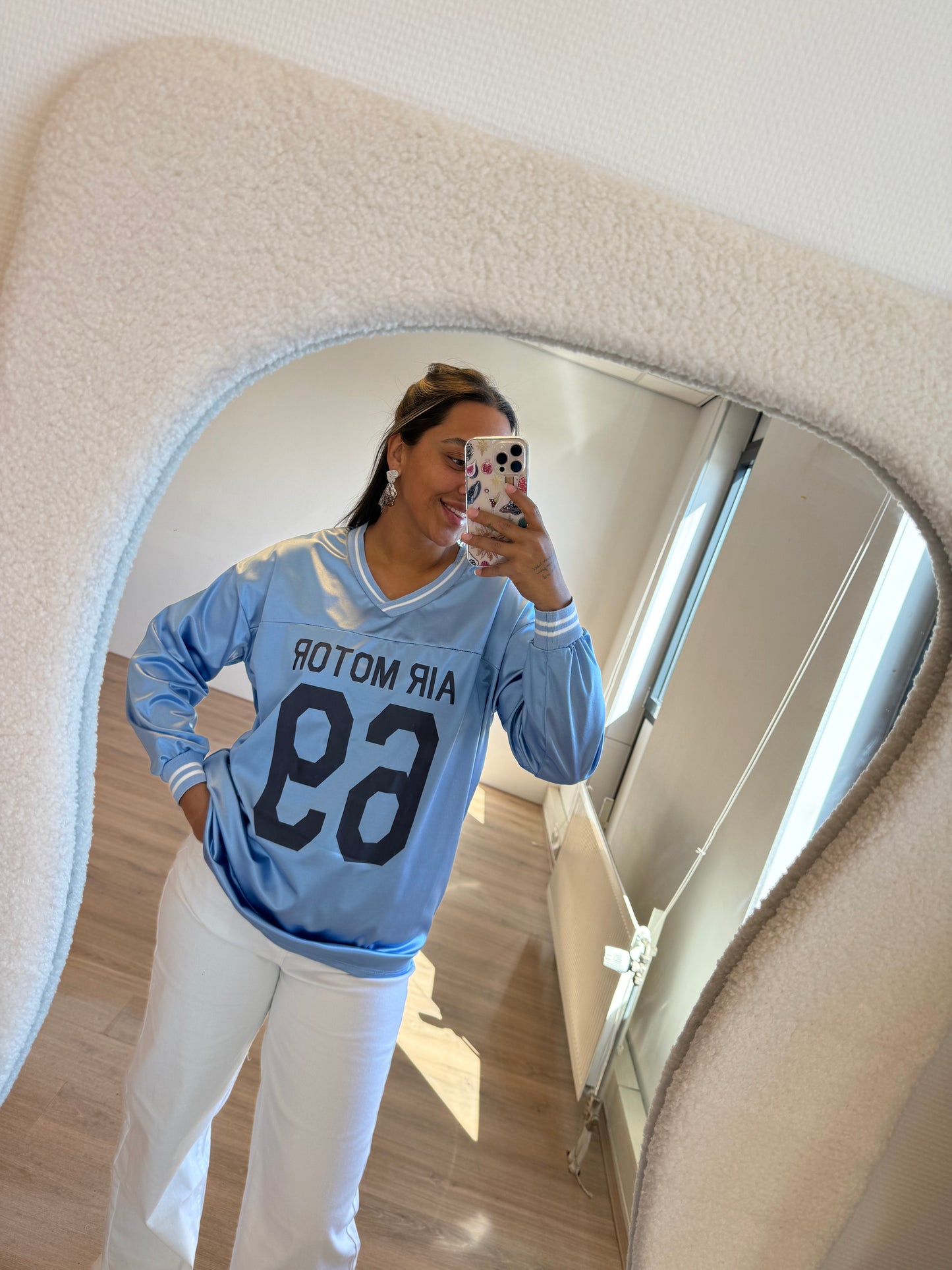 Jersey longsleeve shiny blue