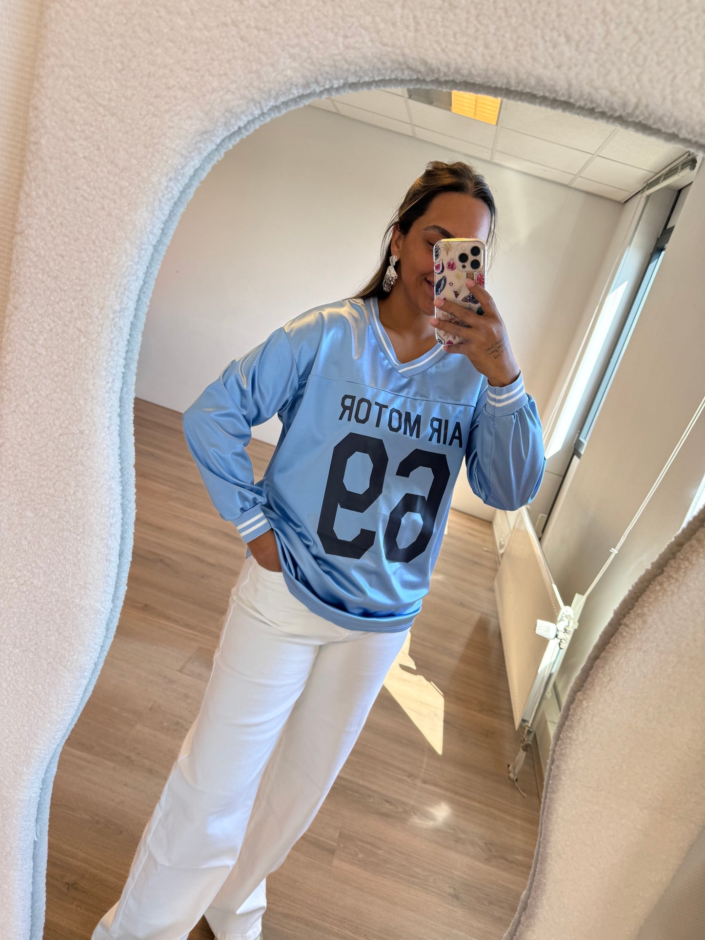 Jersey longsleeve shiny blue