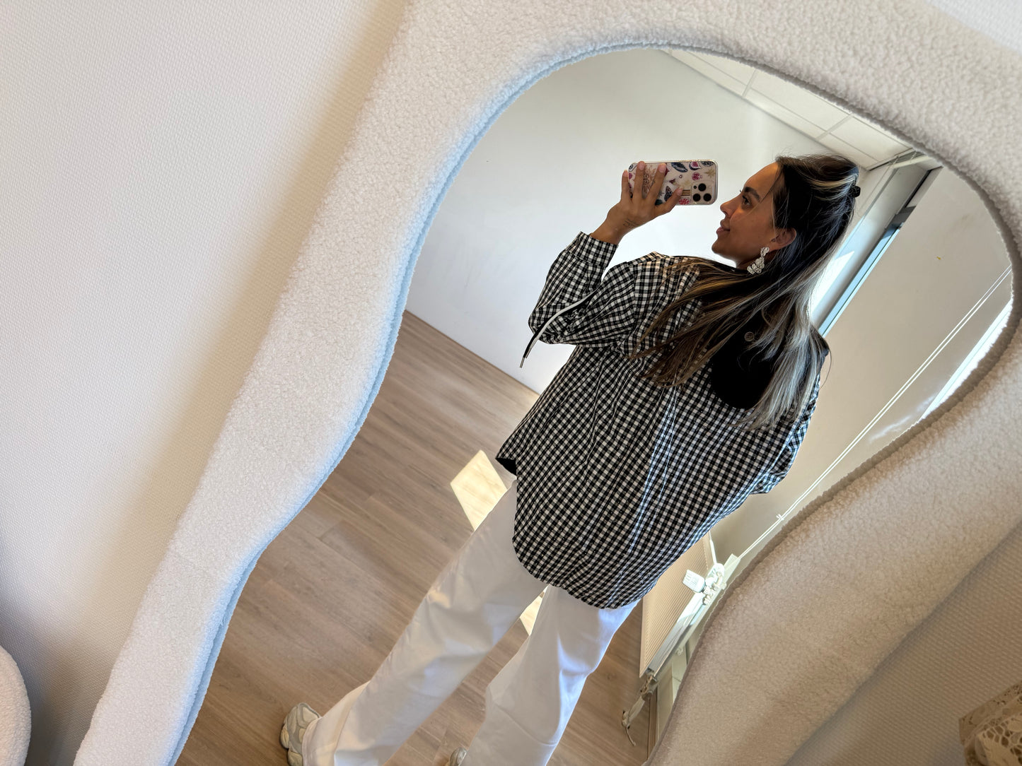 Checkered sequin blouse/jacket black & white