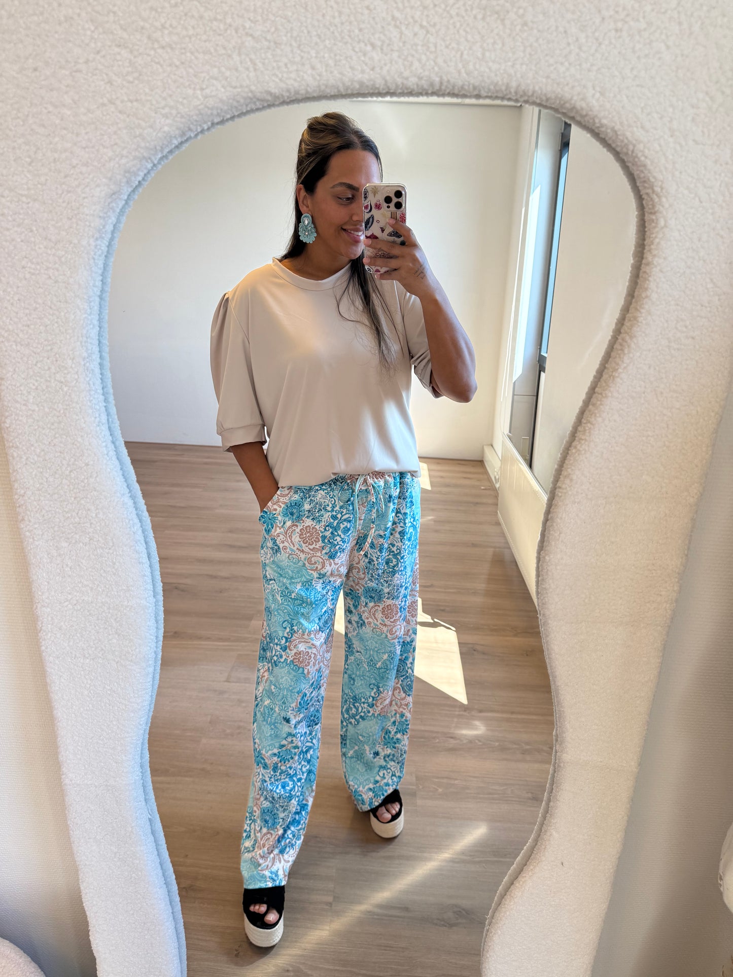 Tiffany travel pants lightblue & beige