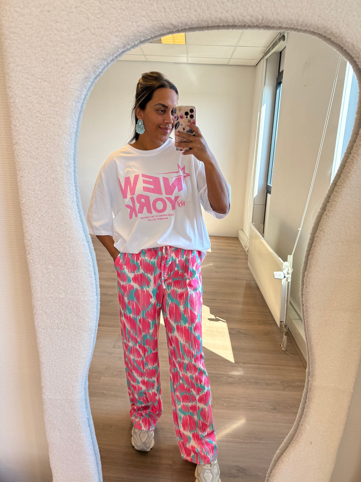 NY T-shirt white & pink