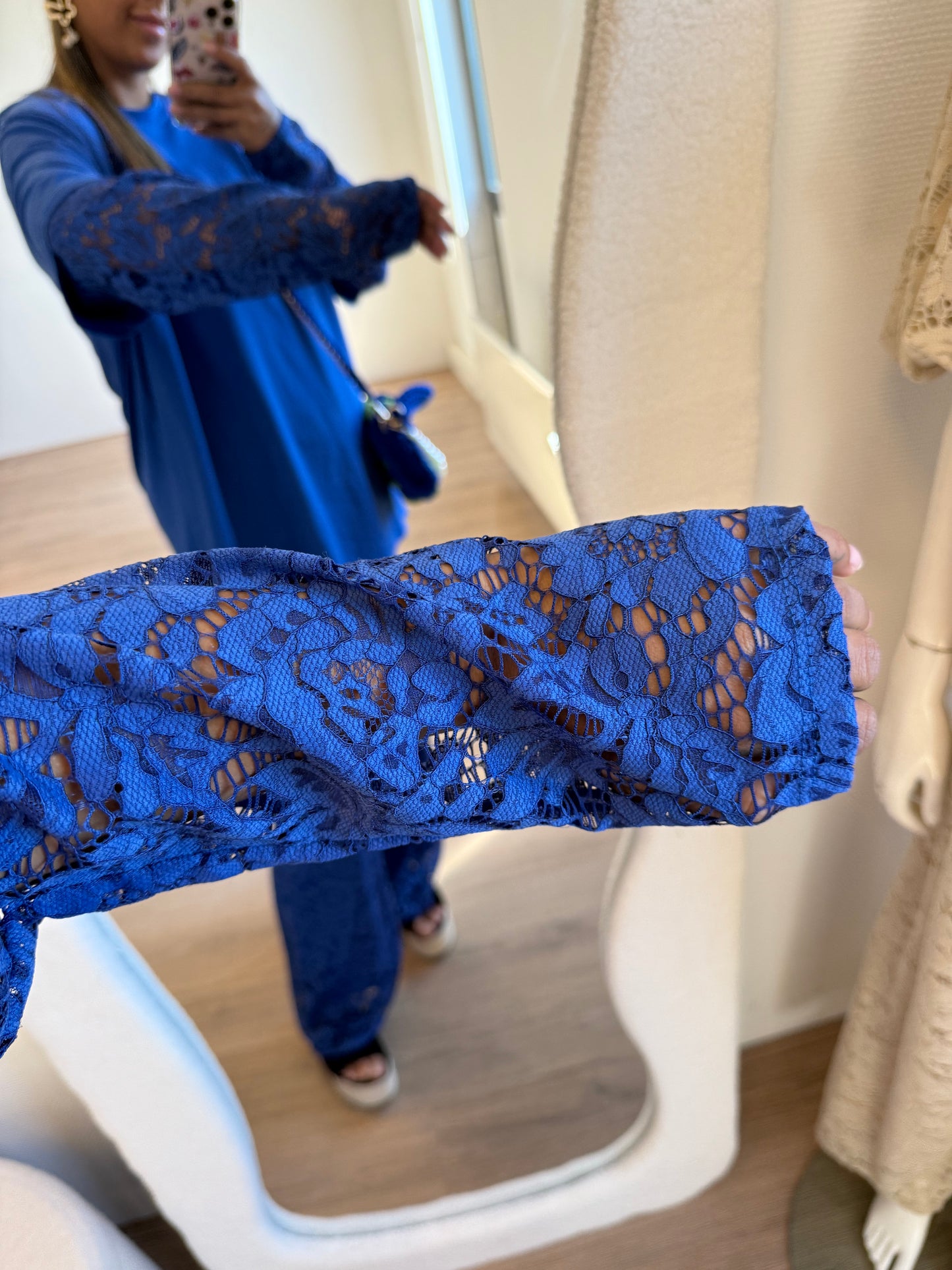 Lorena longsleeve lace T-shirt kobalt