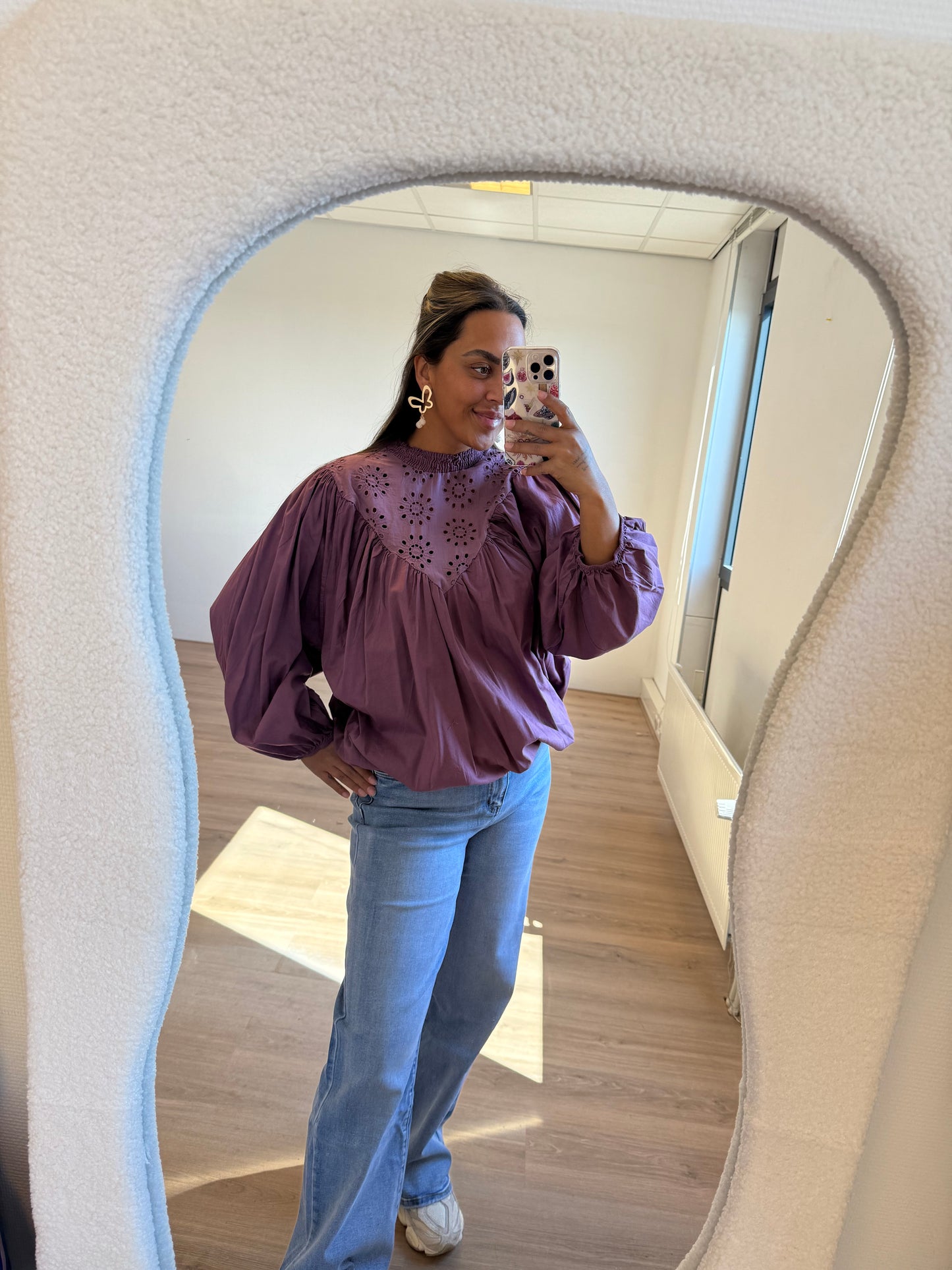 Mairie broderie blouse Mauve
